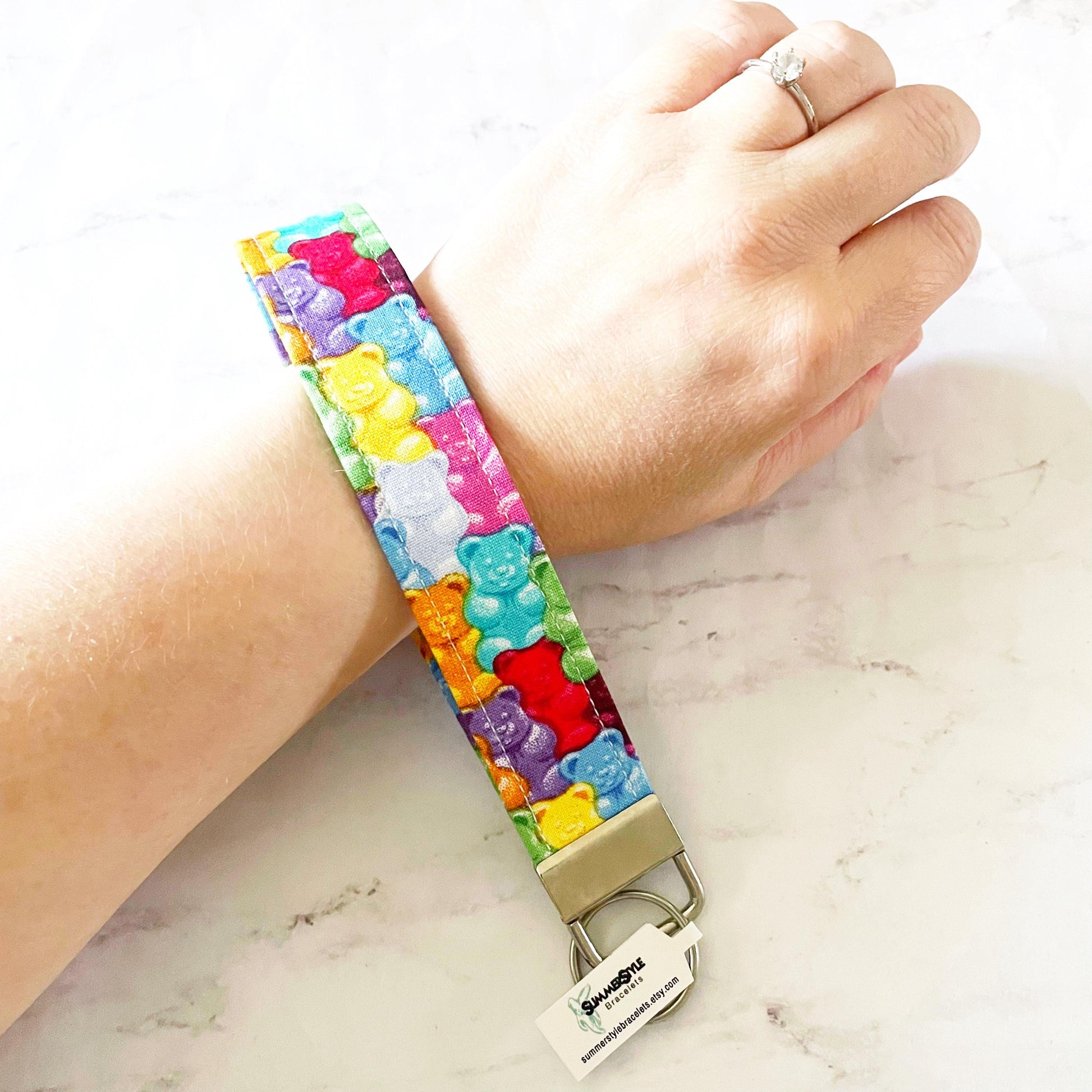 Gummy Bear Key Fob Wristlet, 6.5in Wristlet Lanyard, Keychain Wristlet, Handmade Lanyard, SummerStyle Bracelets