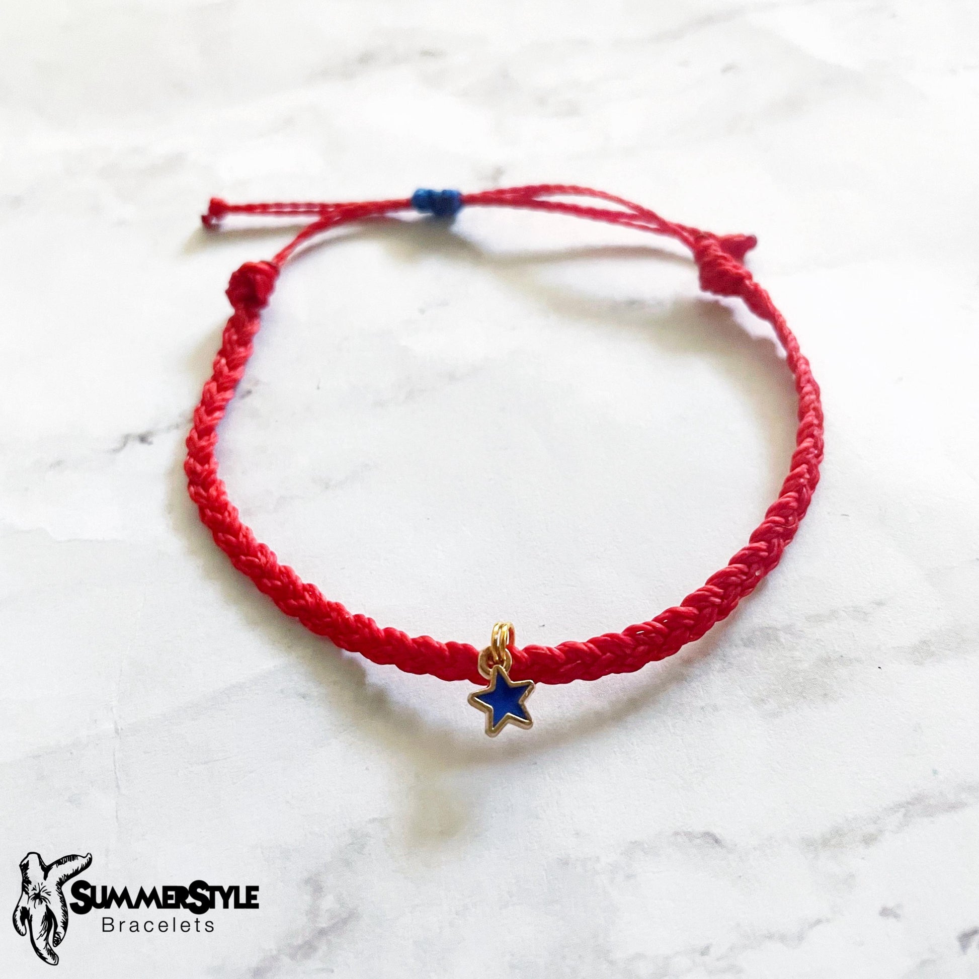 FOURTH OF JULY Patriotic Stars Adjustable Water Resistant Bracelet Set, Braided Bracelet, Americana Jewelry, SummerStyle Bracelets