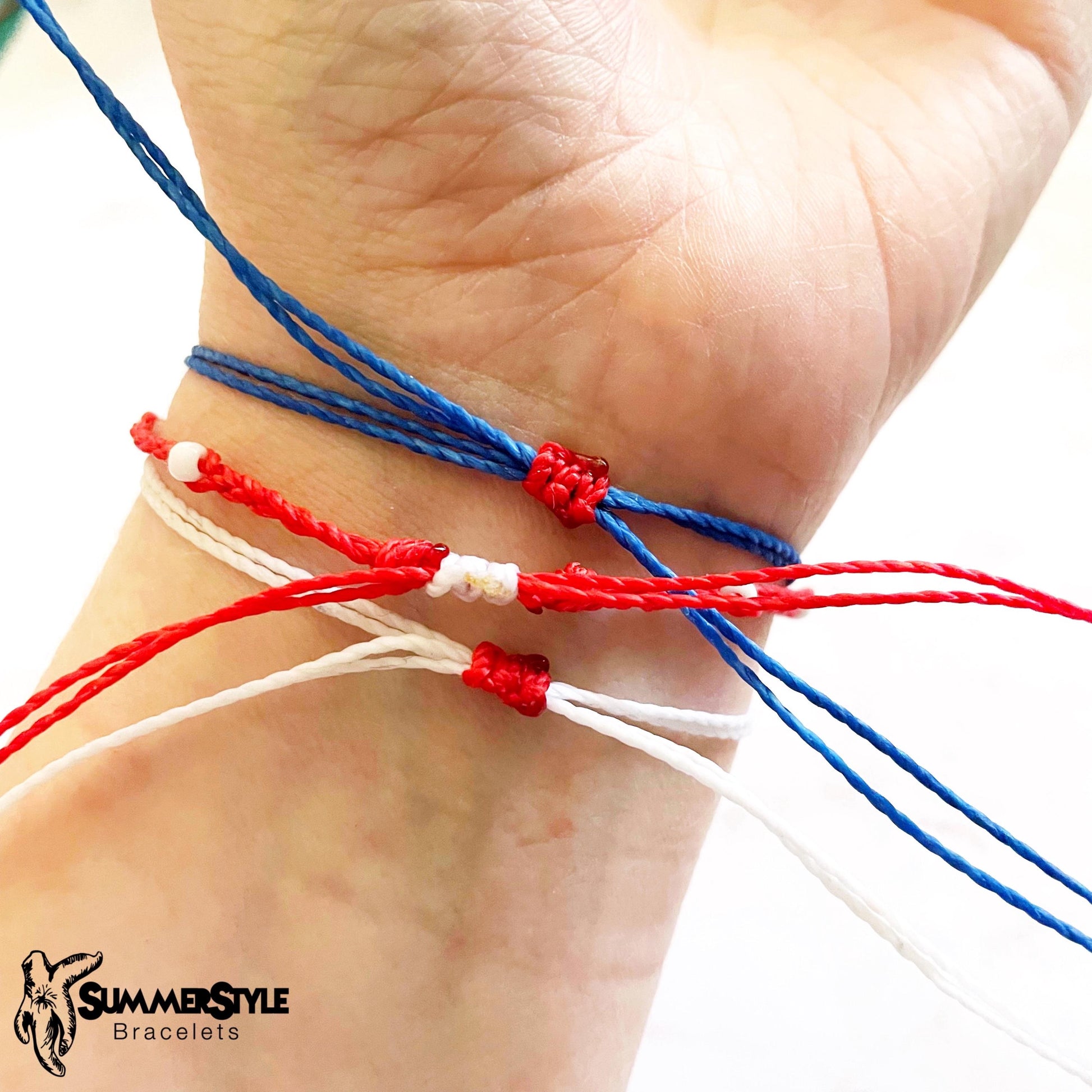 One of a Kind Patriotic Fireworks Adjustable Water Resistant Bracelet Set, Braided Bracelet, Americana Jewelry, SummerStyle Bracelets