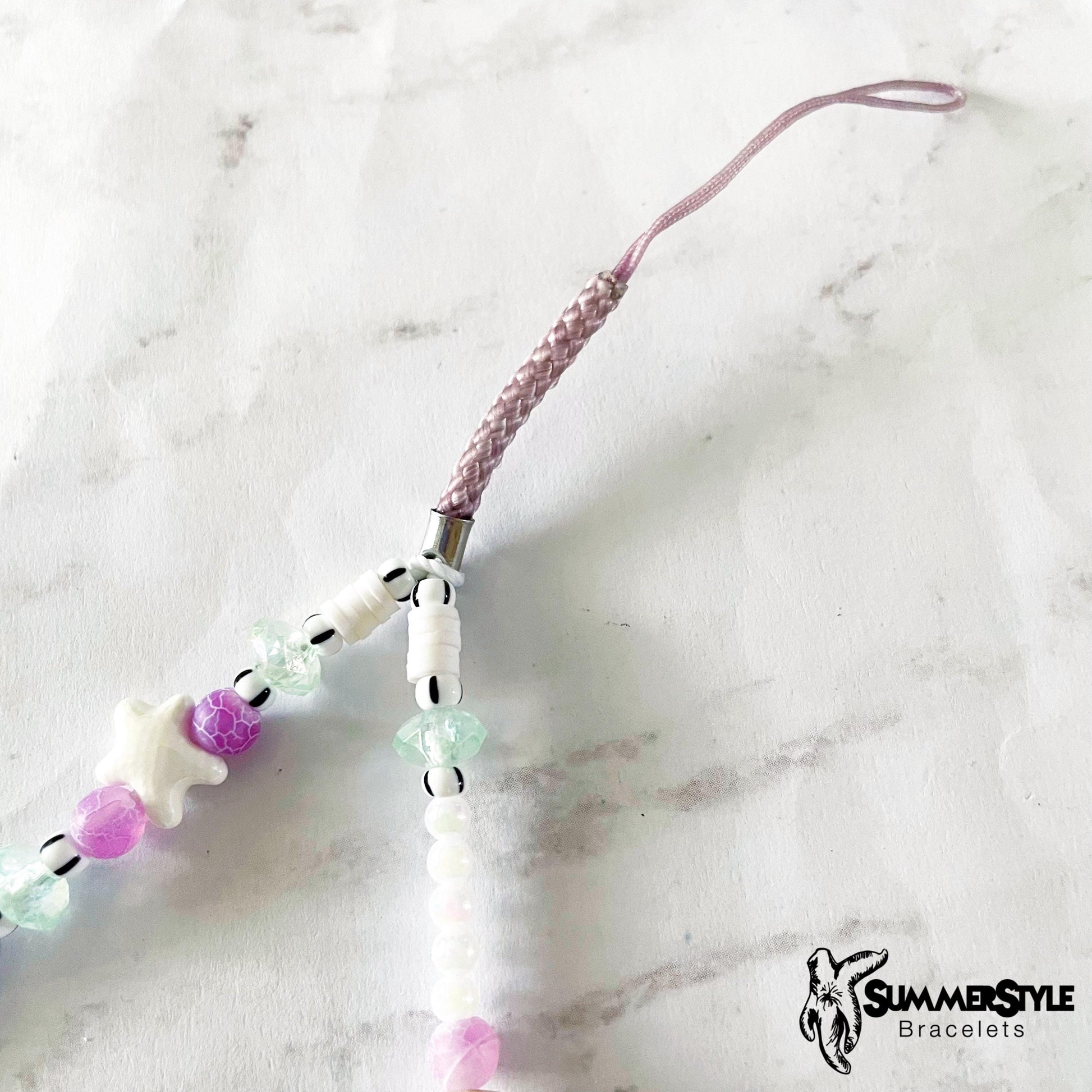 Surf Vibes Beaded Phone Charm, Beachy Phone Accessory, Phone Wristlet, SummerStyle Bracelets