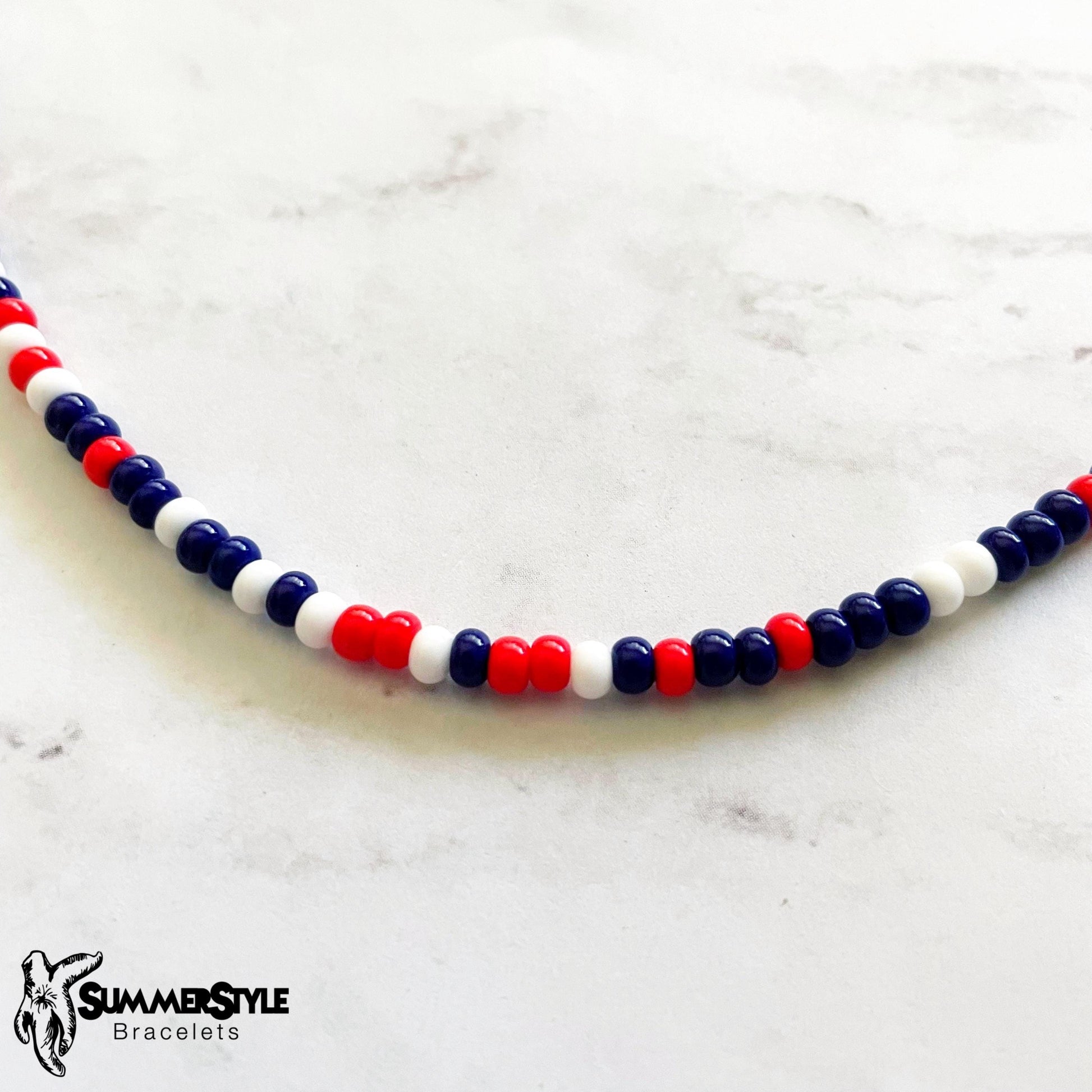 Red White and Blue Beaded Choker, Choker Necklace, Seed Bead Choker, Summer Jewelry, SummerStyle Bracelets
