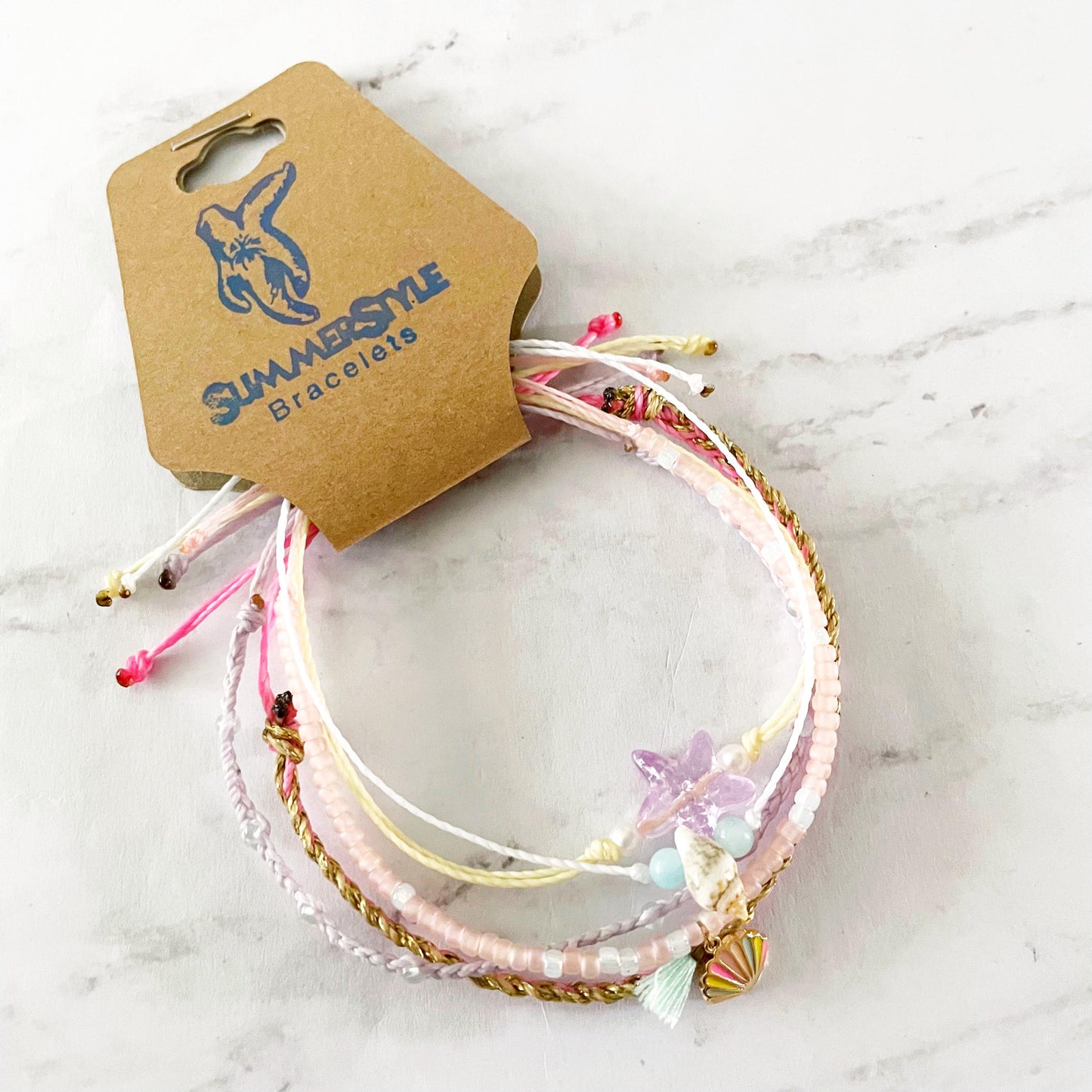 Mermaid Dreams Adjustable Waterproof Bracelet Set, Seashell Bracelets, Surf Jewelry, SummerStyle Bracelets