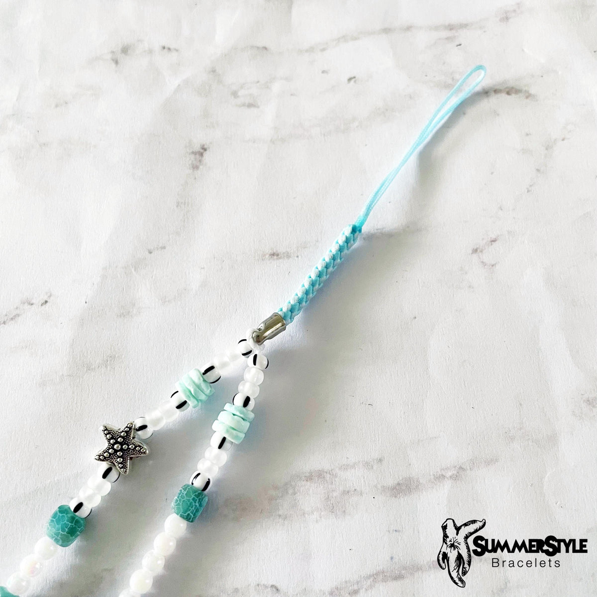 Teal Mermaid Beaded Phone Charm, Beachy Phone Accessory, Phone Wristlet, SummerStyle Bracelets