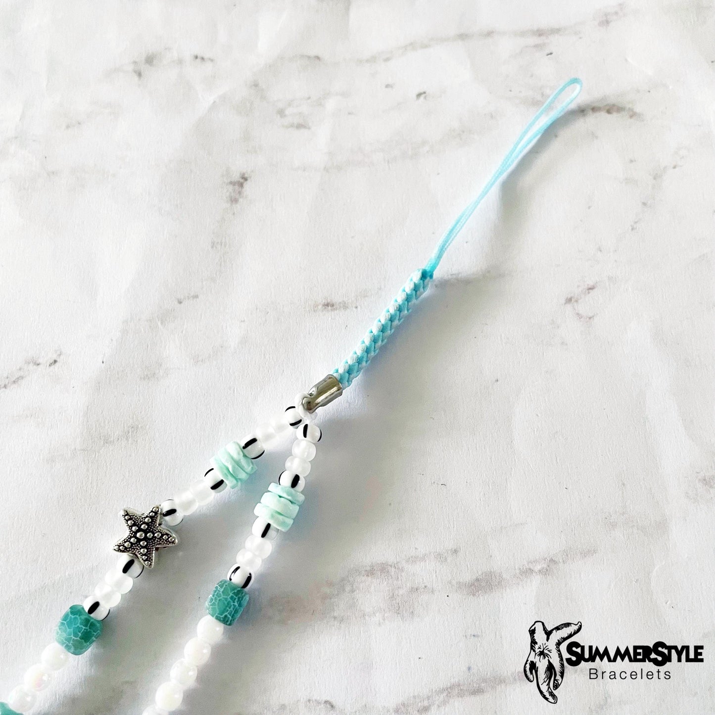 Teal Mermaid Beaded Phone Charm, Beachy Phone Accessory, Phone Wristlet, SummerStyle Bracelets