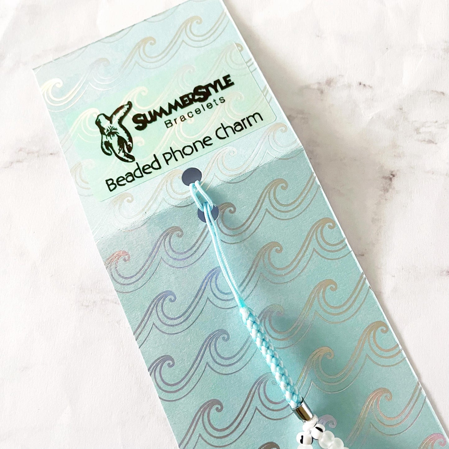 Teal Mermaid Beaded Phone Charm, Beachy Phone Accessory, Phone Wristlet, SummerStyle Bracelets