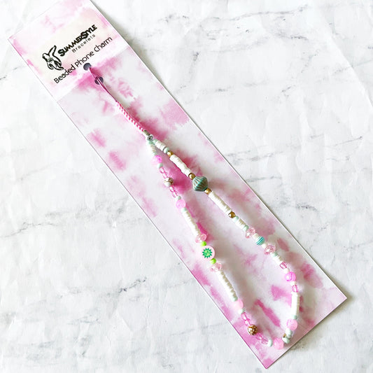 Pastel Sunshine Beaded Phone Charm, Kawaii Phone Accessory, Phone Wristlet, SummerStyle Bracelets