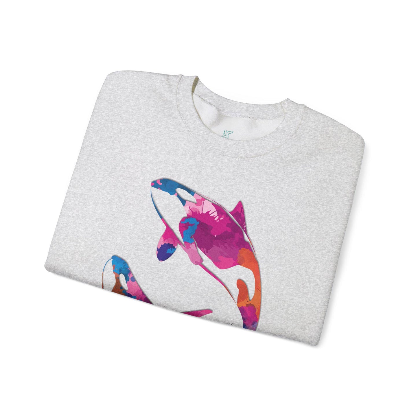 Watercolor Orca Unisex Heavy Blend Crewneck Sweatshirt, Orca Whale Sweatshirt, Cotton Crewneck, SummerStyle Bracelets