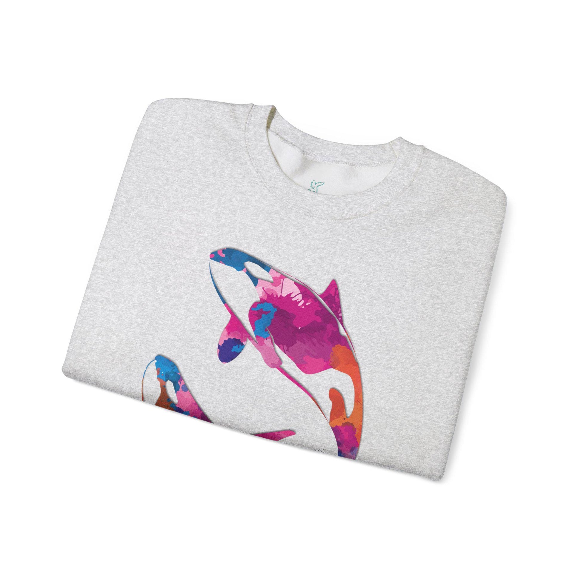 Watercolor Orca Unisex Heavy Blend Crewneck Sweatshirt, Orca Whale Sweatshirt, Cotton Crewneck, SummerStyle Bracelets