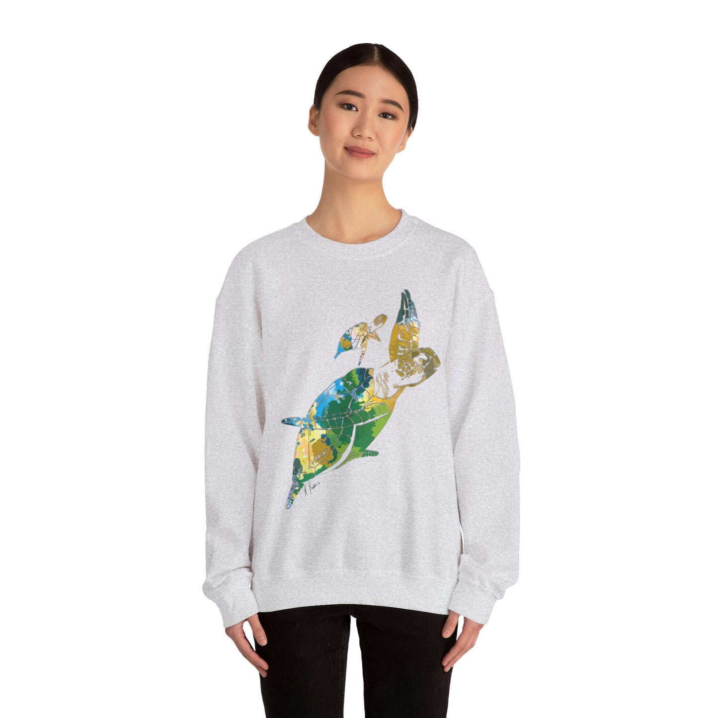 Watercolor Sea Turtle Unisex Heavy Blend Crewneck Sweatshirt, Sea Turtle Sweatshirt, Cotton Crewneck, SummerStyle Bracelets