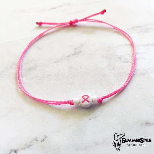 Mini Pink Ribbon Stackable Adjustable Waterproof Bracelet, Stackable Bracelet, Friendship Bracelet, SummerStyle Bracelets