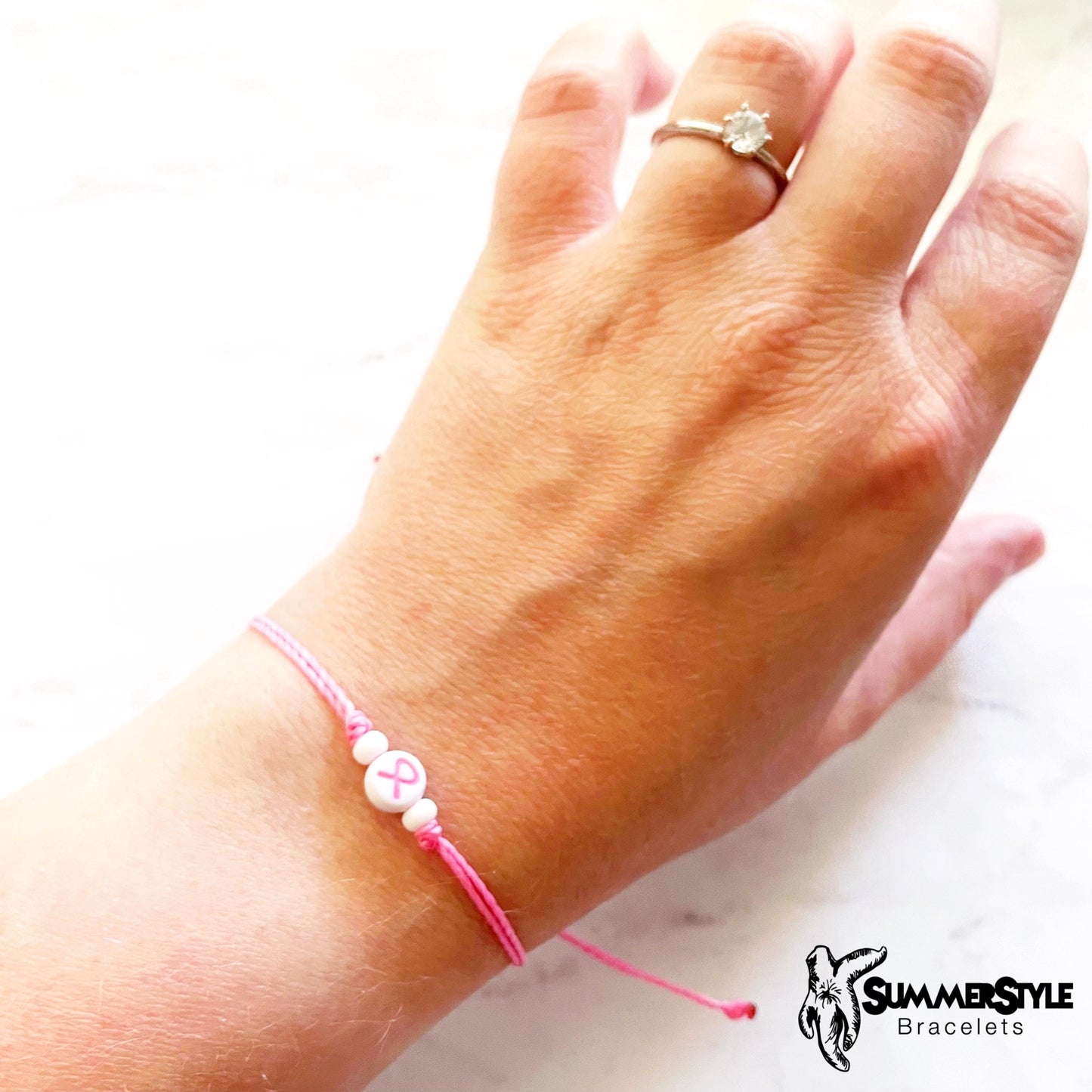 Mini Pink Ribbon Stackable Adjustable Waterproof Bracelet, Stackable Bracelet, Friendship Bracelet, SummerStyle Bracelets