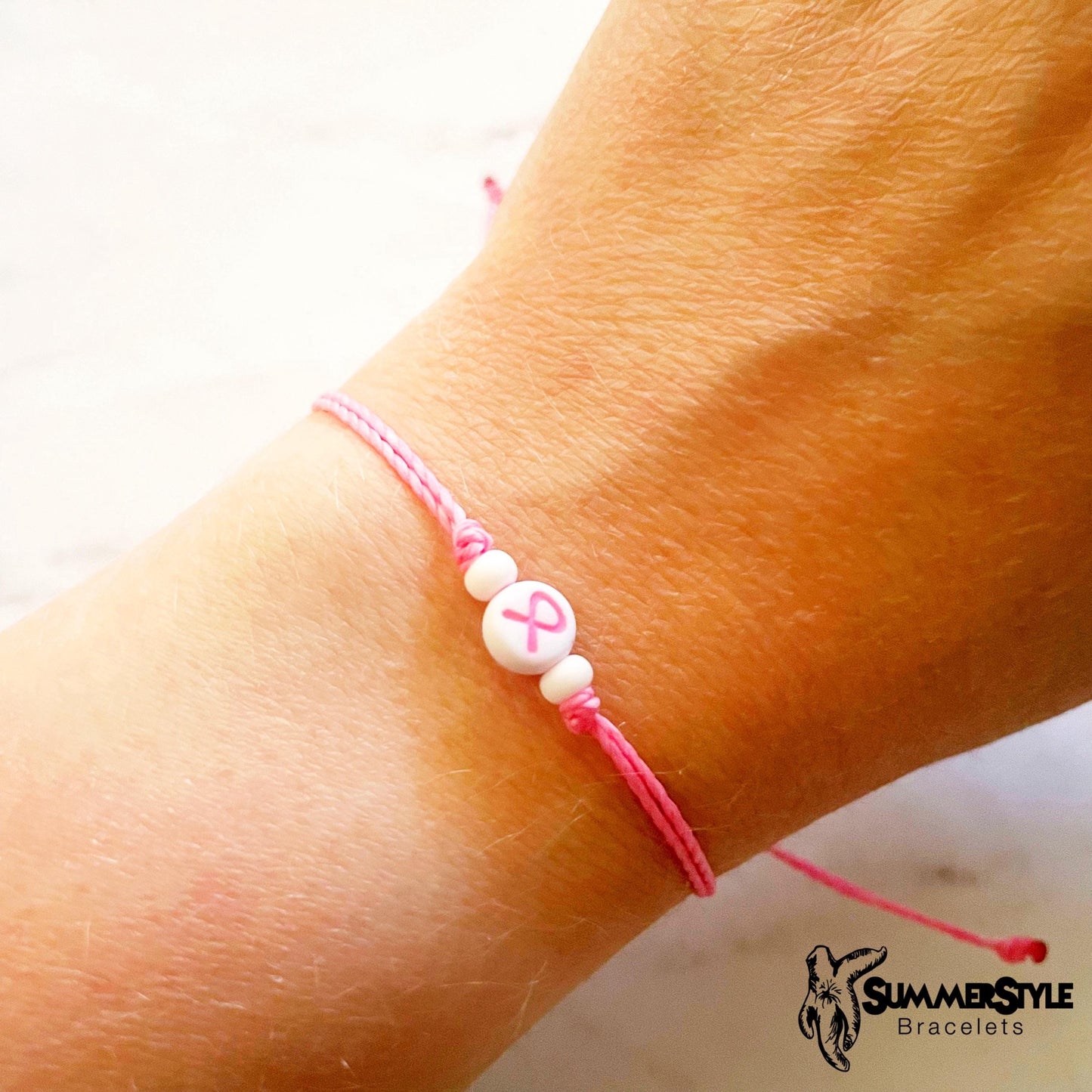 Mini Pink Ribbon Stackable Adjustable Waterproof Bracelet, Stackable Bracelet, Friendship Bracelet, SummerStyle Bracelets