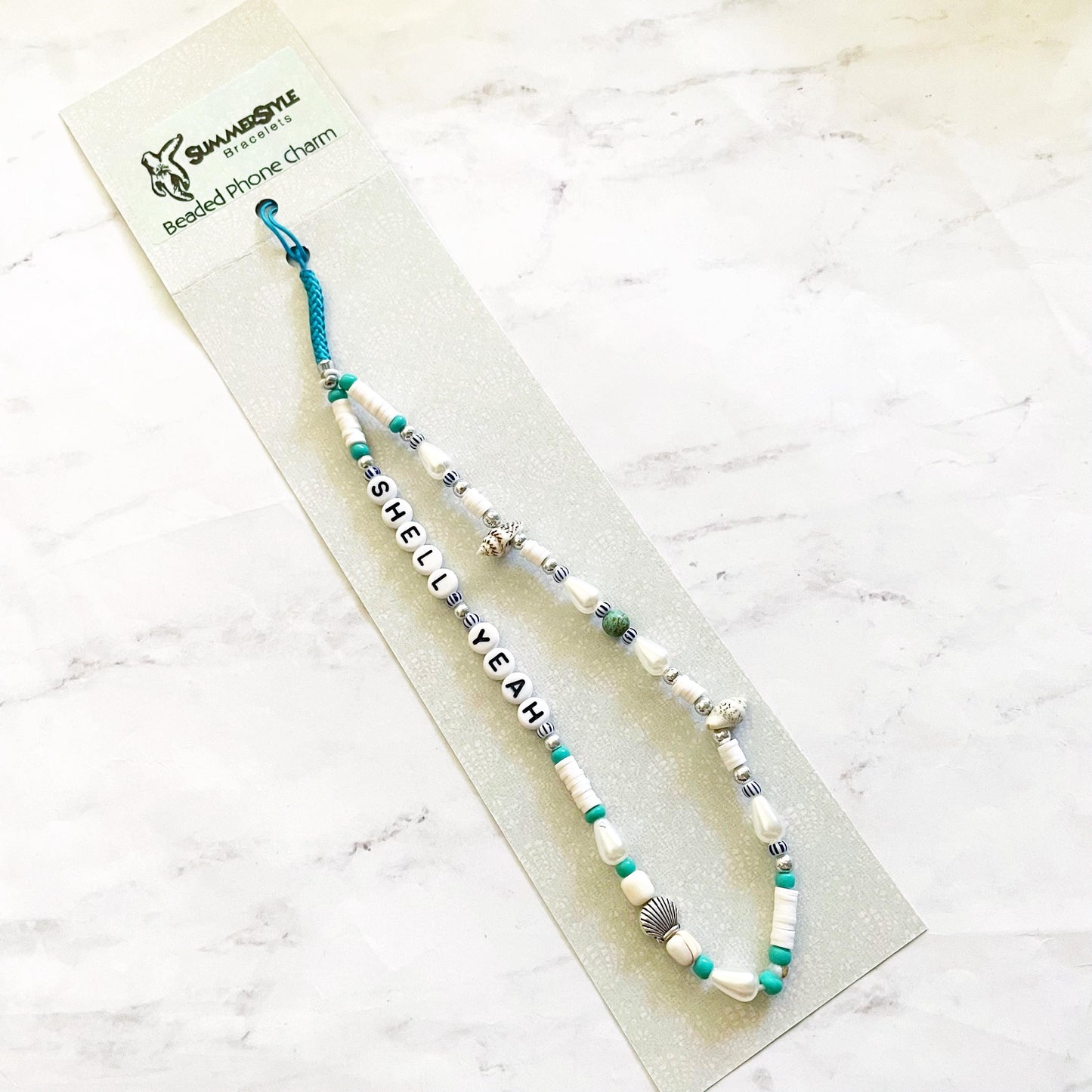 Shell Yeah Beaded Phone Charm, Mermaidcore Accessory, Phone Wristlet, SummerStyle Bracelets