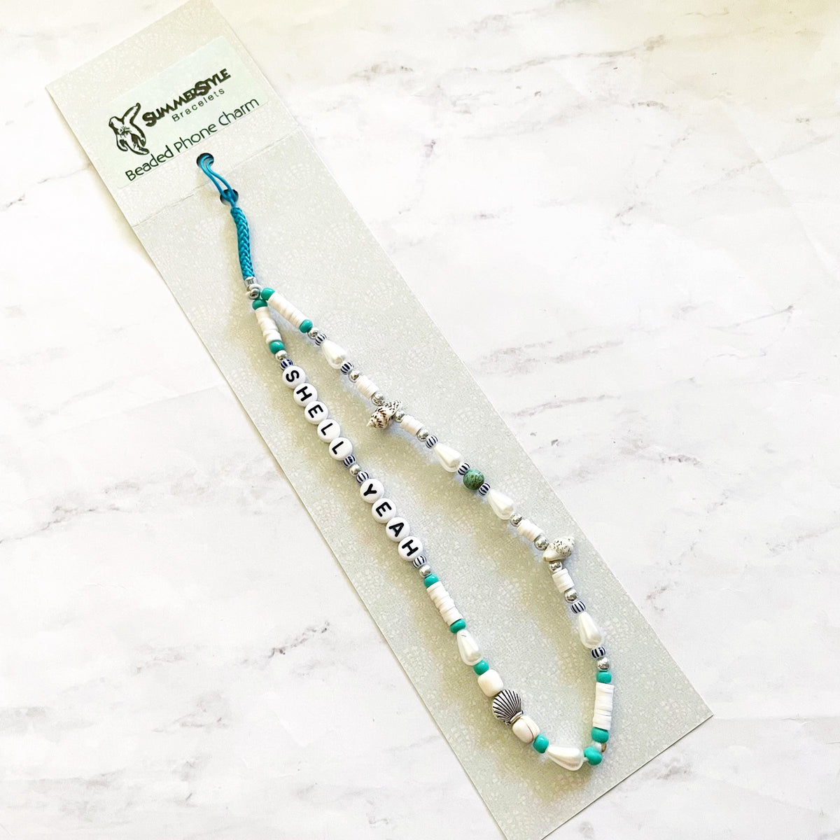 Shell Yeah Beaded Phone Charm, Mermaidcore Accessory, Phone Wristlet, SummerStyle Bracelets