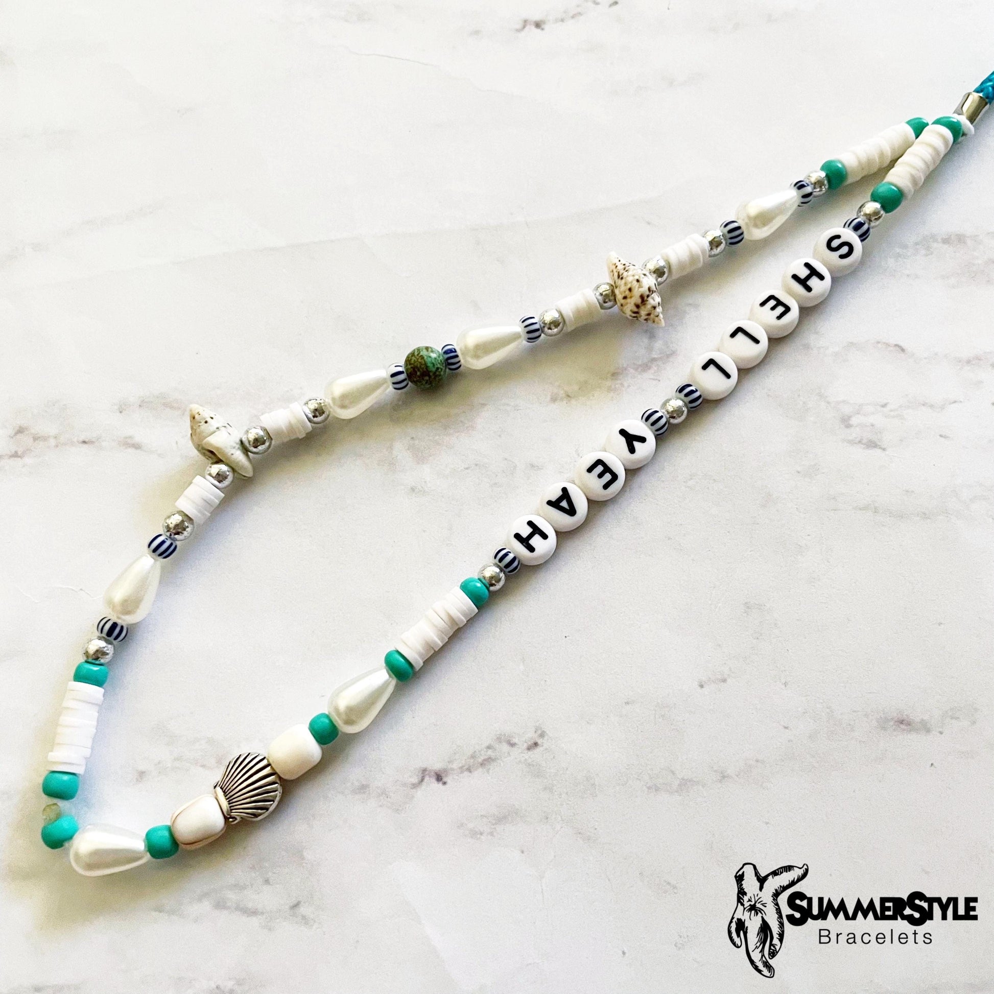 Shell Yeah Beaded Phone Charm, Mermaidcore Accessory, Phone Wristlet, SummerStyle Bracelets