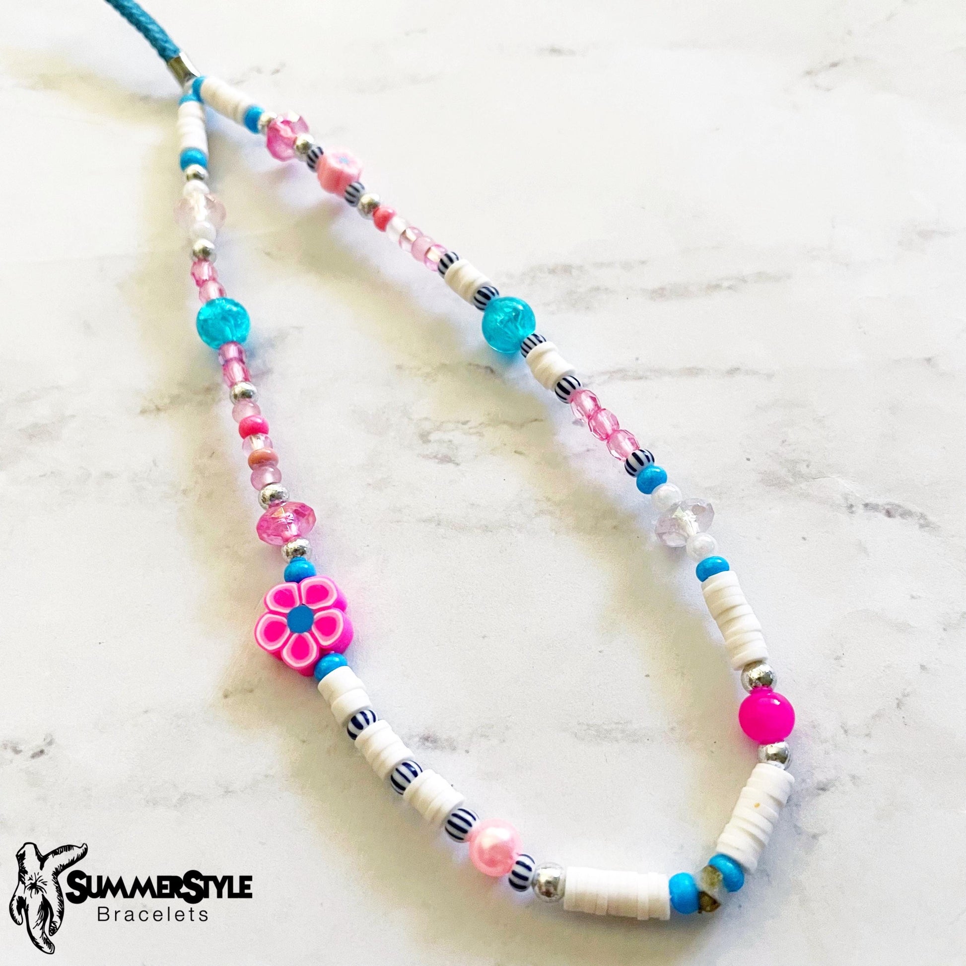 Bubble Pop Beaded Phone Charm, Pink & Blue Wrist Strap, Playful Y2K-Inspired Accessory, SummerStyle Bracelets