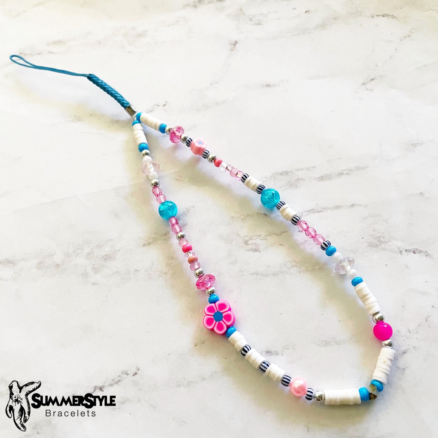 Bubble Pop Beaded Phone Charm, Pink & Blue Wrist Strap, Playful Y2K-Inspired Accessory, SummerStyle Bracelets