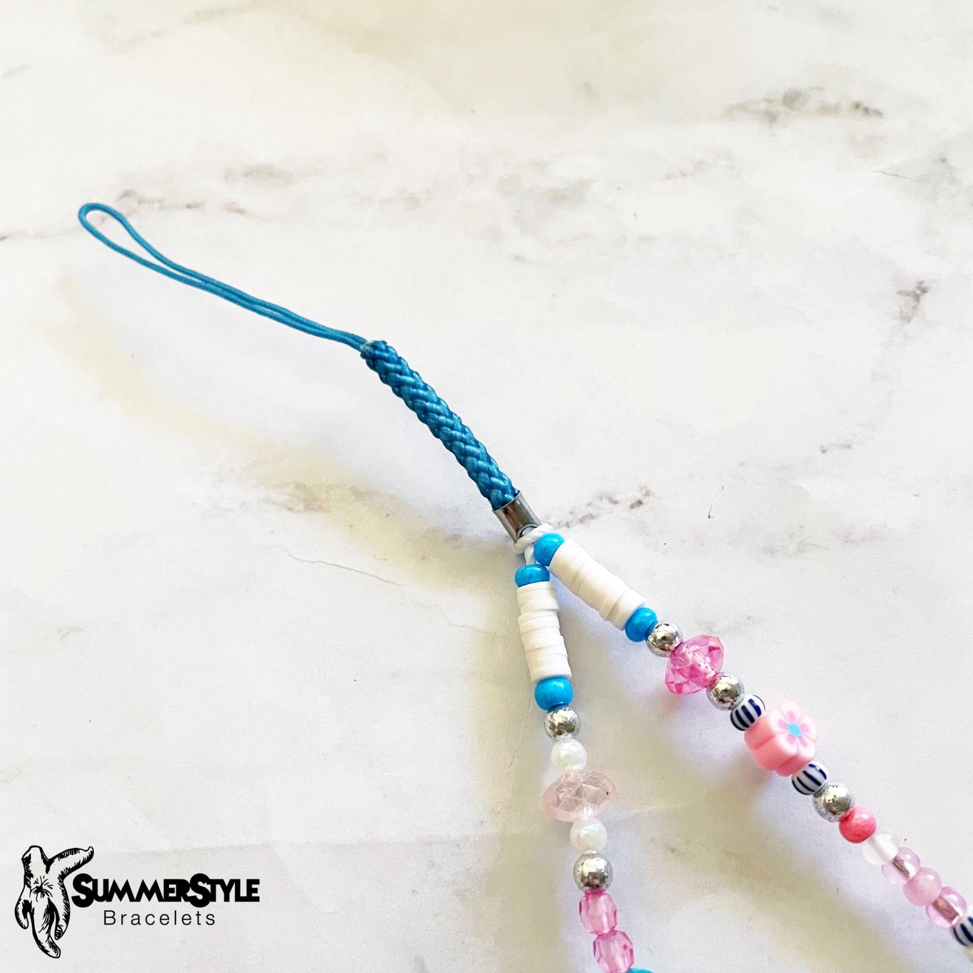 Bubble Pop Beaded Phone Charm, Pink & Blue Wrist Strap, Playful Y2K-Inspired Accessory, SummerStyle Bracelets