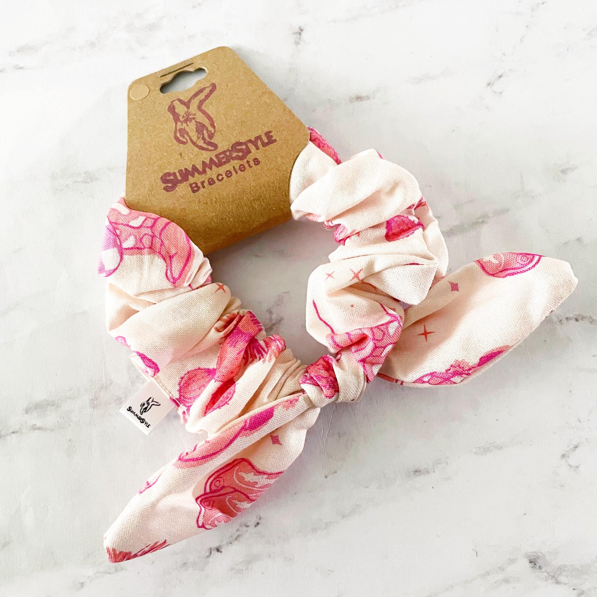 Pink Cowgirl Bow Scrunchie, Pink Western Scrunchie, SummerStyle Bracelets