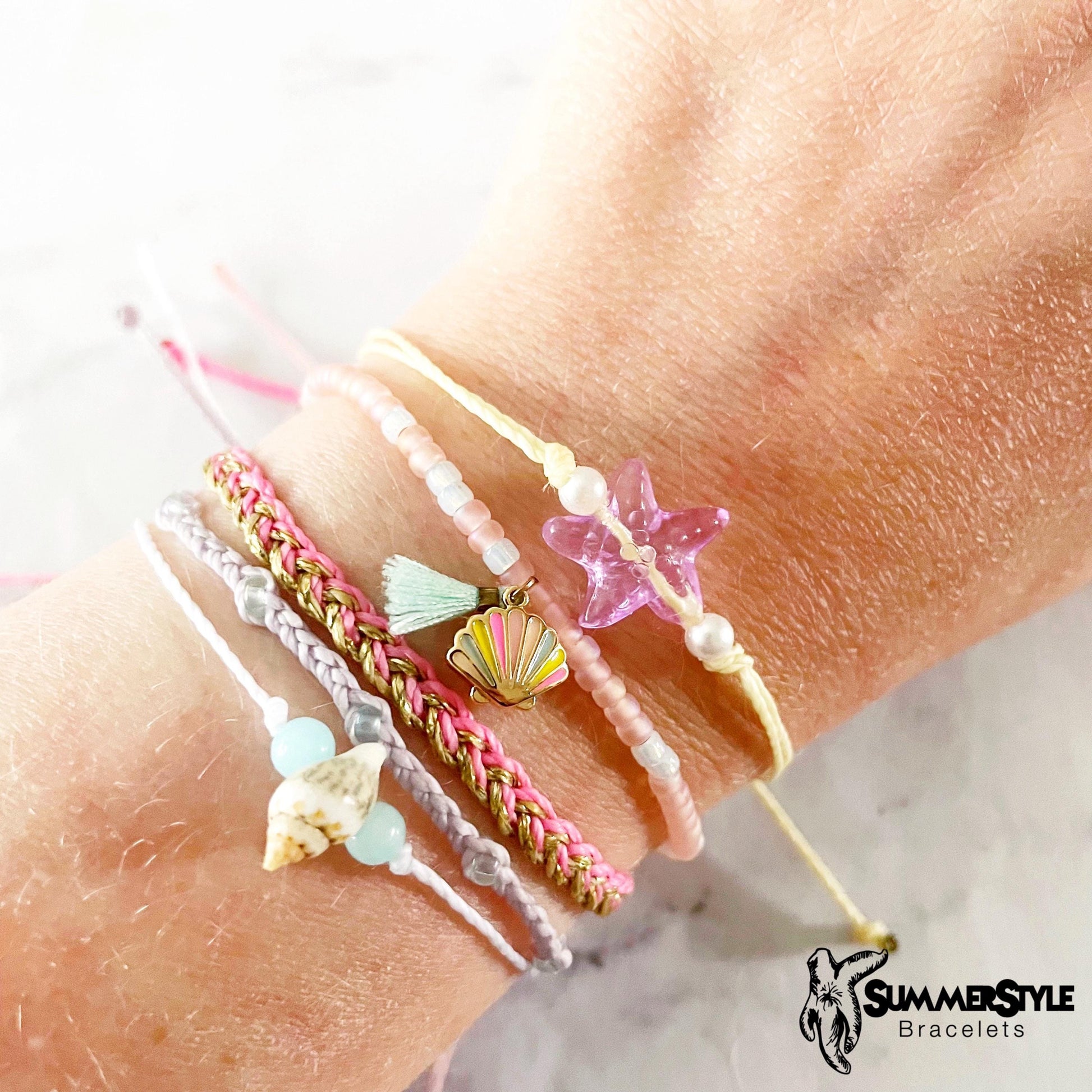 Mermaid Dreams Adjustable Waterproof Bracelet Set, Seashell Bracelets, Surf Jewelry, SummerStyle Bracelets