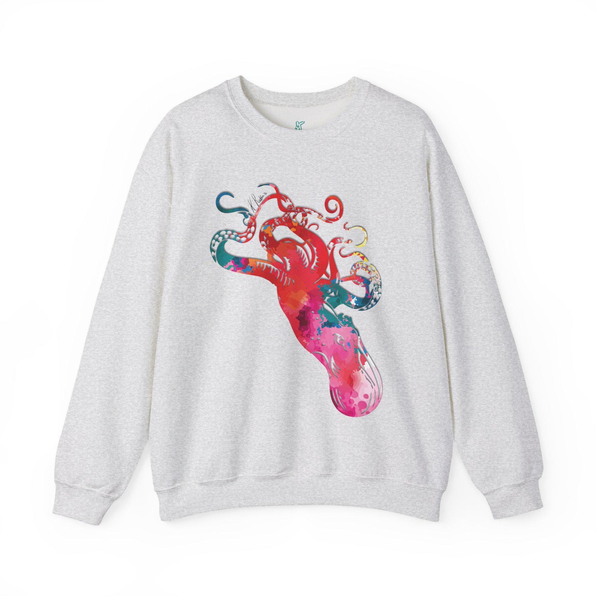 Watercolor Octopus Unisex Heavy Blend Crewneck Sweatshirt, Orca Whale Sweatshirt, Cotton Crewneck, SummerStyle Bracelets