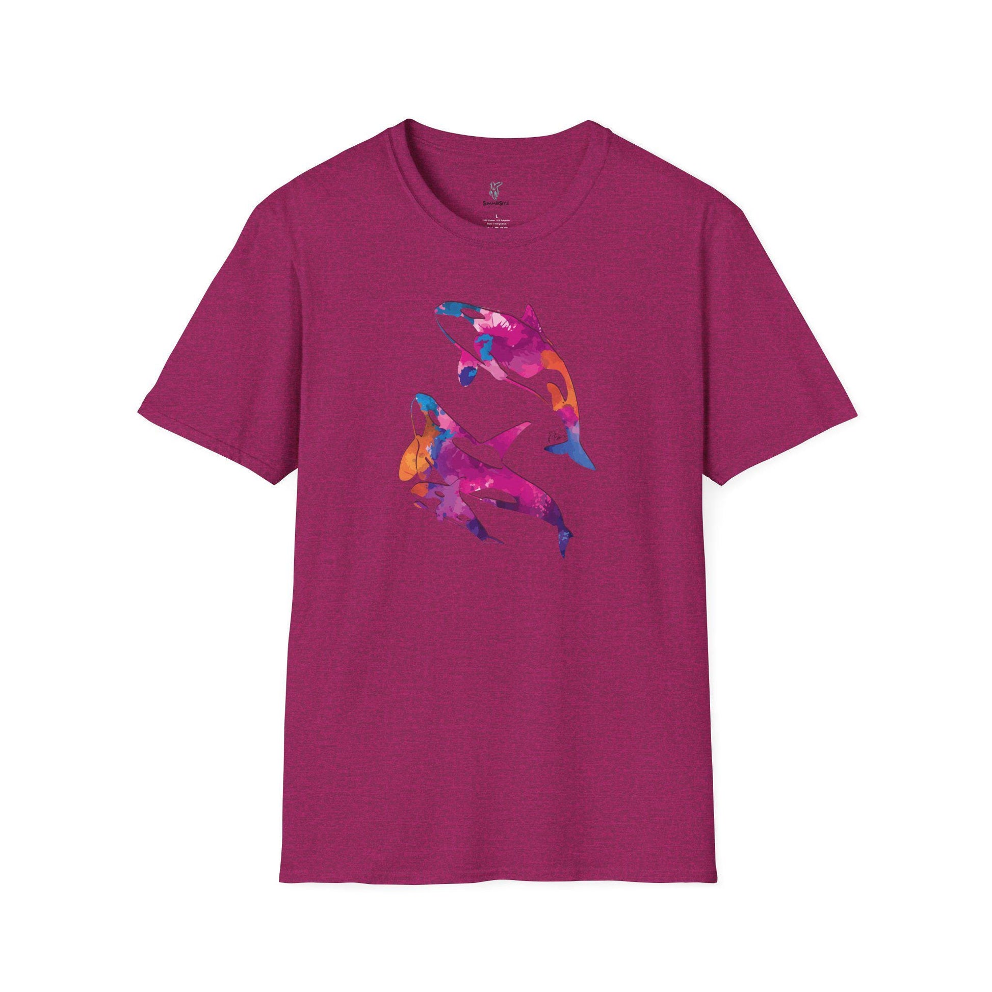 Watercolor Orca Unisex Softstyle T-Shirt, Beachwear, Gift for Ocean Lovers, Summer Fashion, Casual Tee, Nautical Art Print