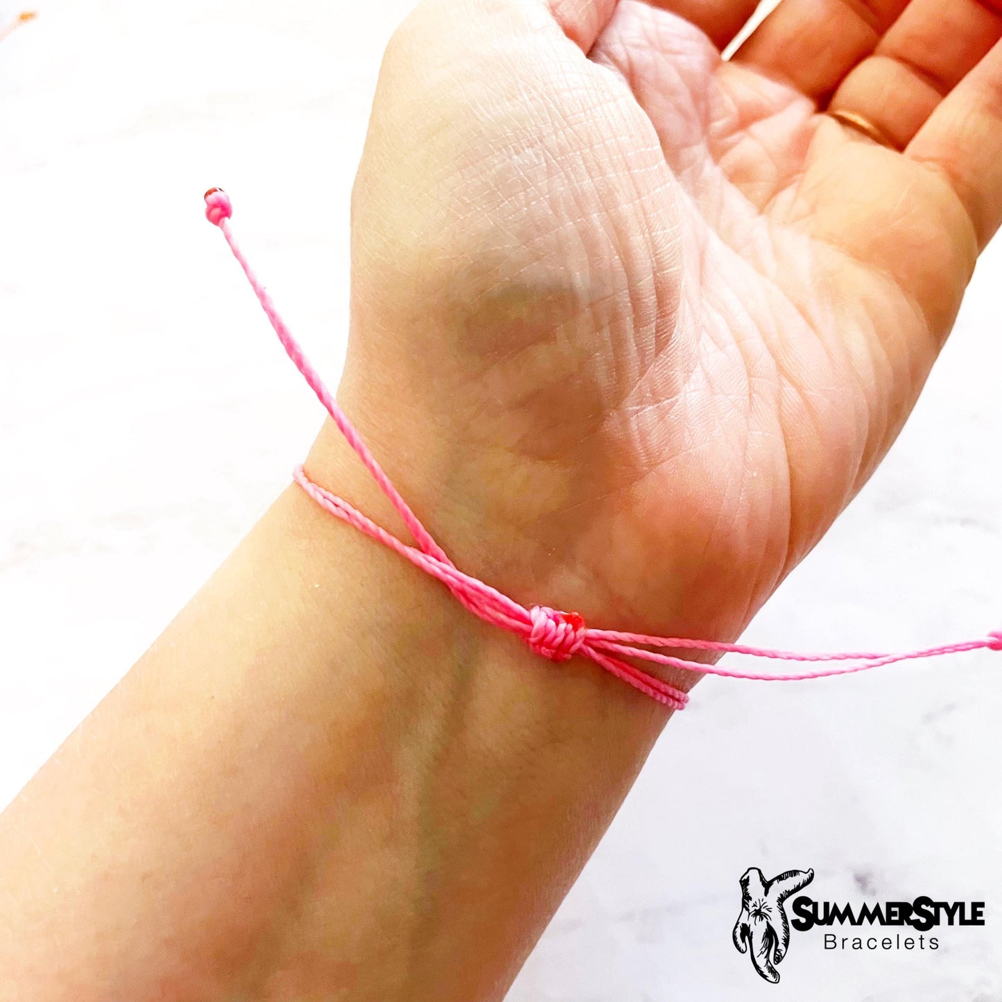 Mini Pink Ribbon Stackable Adjustable Waterproof Bracelet, Stackable Bracelet, Friendship Bracelet, SummerStyle Bracelets