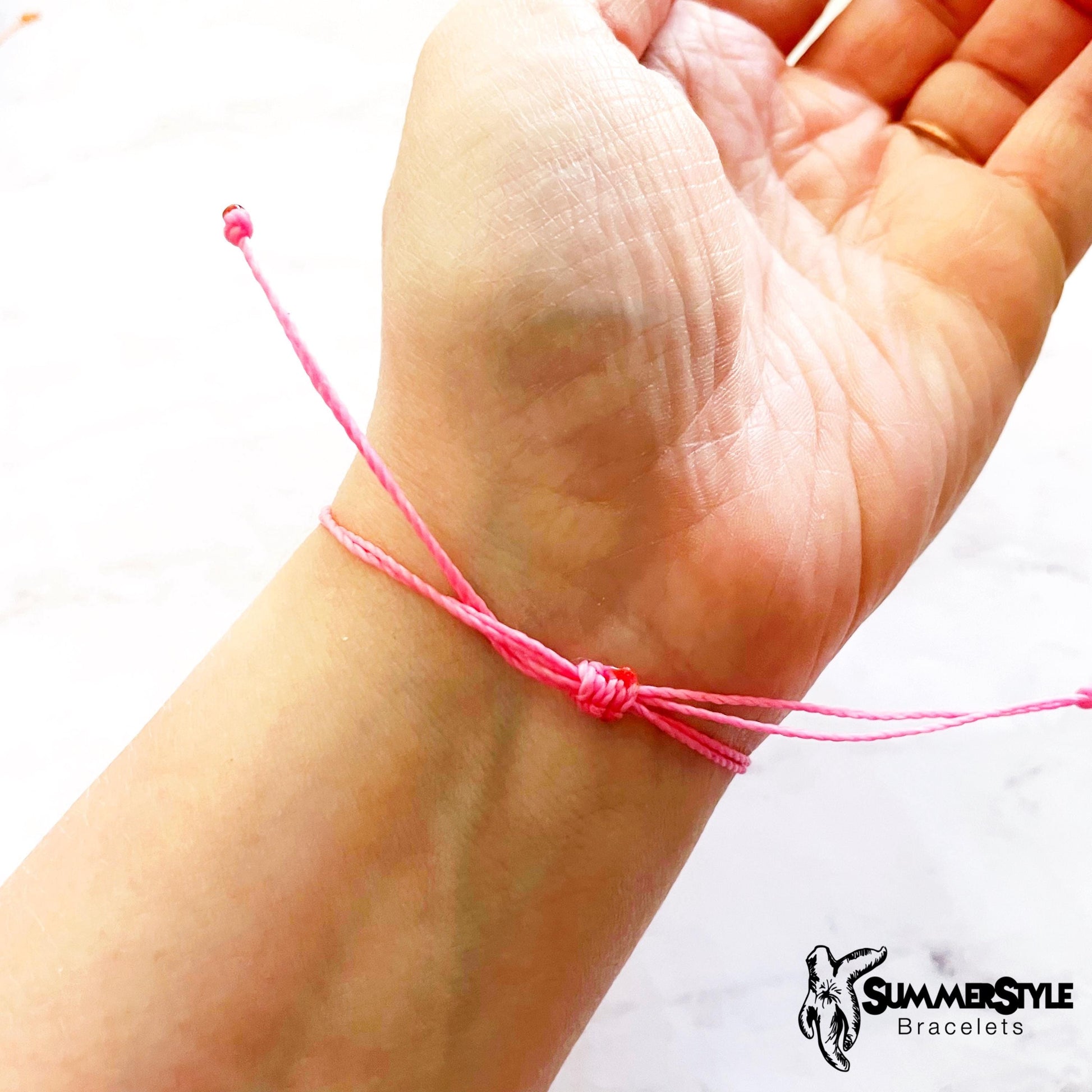 Mini Pink Ribbon Stackable Adjustable Waterproof Bracelet, Stackable Bracelet, Friendship Bracelet, SummerStyle Bracelets