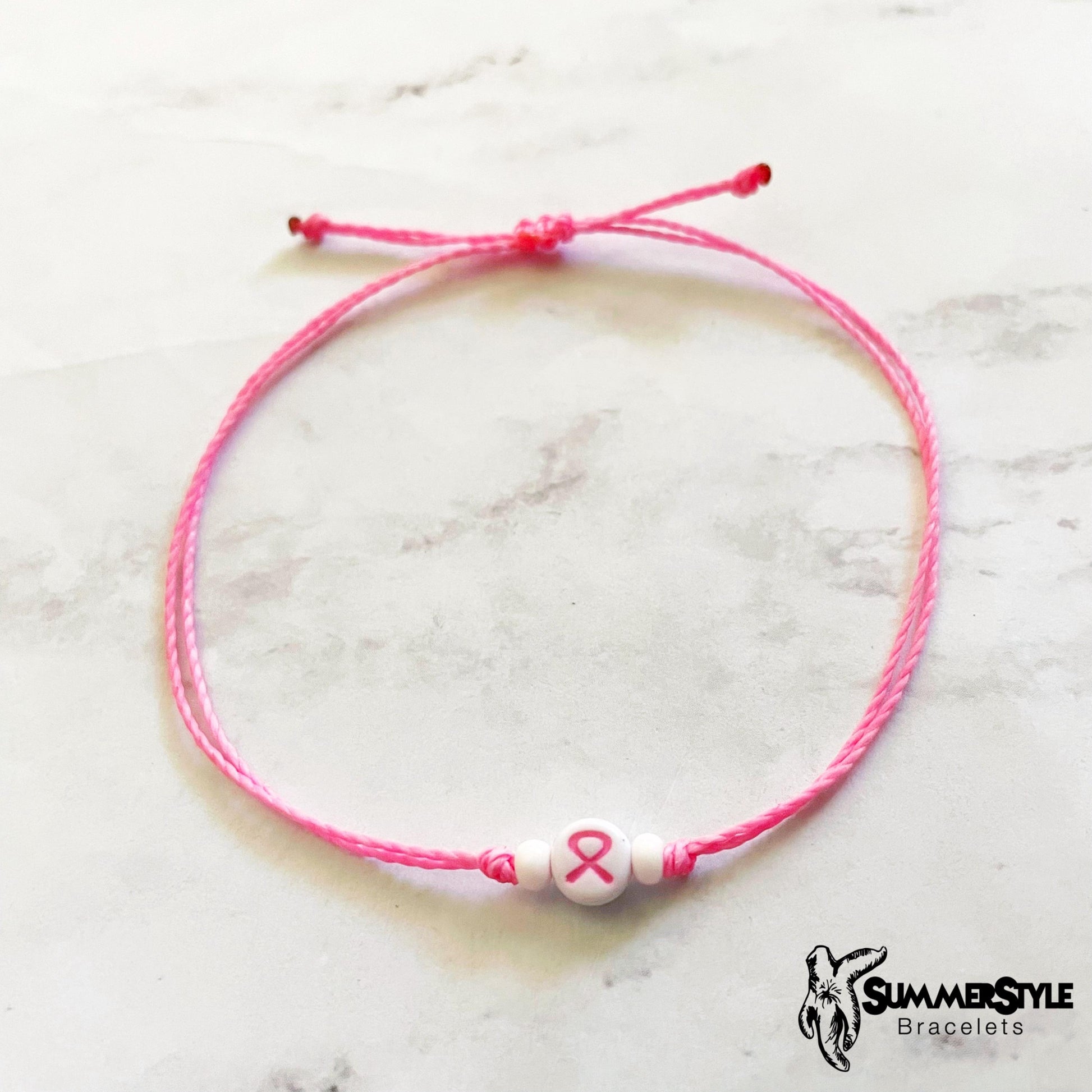 Mini Pink Ribbon Stackable Adjustable Waterproof Bracelet, Stackable Bracelet, Friendship Bracelet, SummerStyle Bracelets