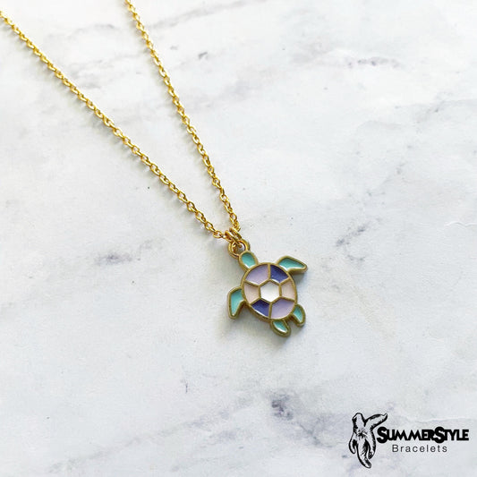 Pastel Sea Turtle Charm Necklace, Turtle Jewelry, Gold Chain Necklace, SummerStyle Bracelets