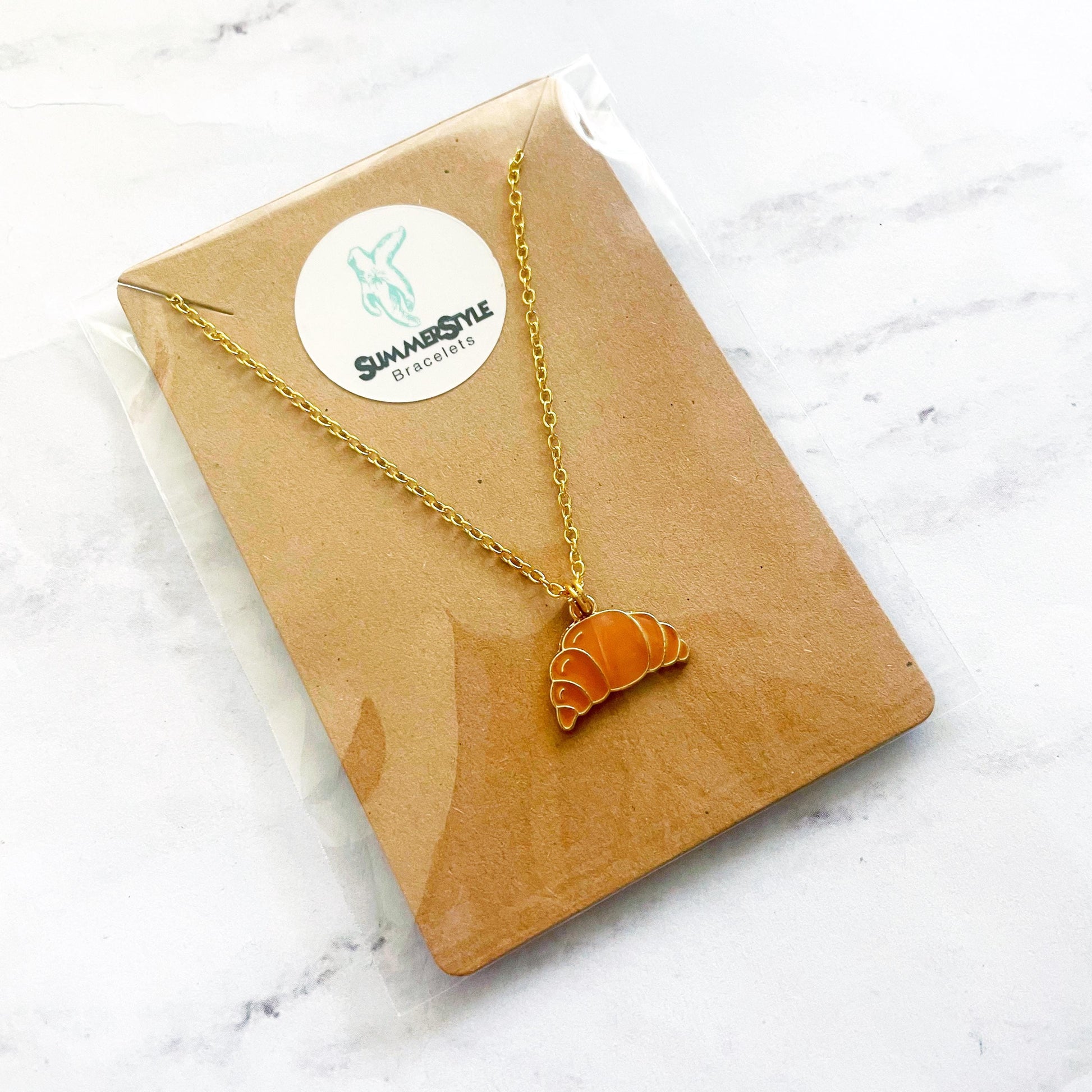 Croissant Charm Necklace, Foodie Jewelry, Gold Chain Necklace, SummerStyle Bracelets