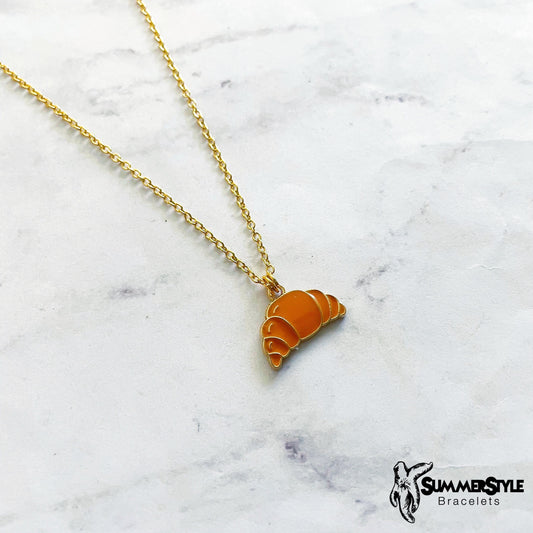 Croissant Charm Necklace, Foodie Jewelry, Gold Chain Necklace, SummerStyle Bracelets