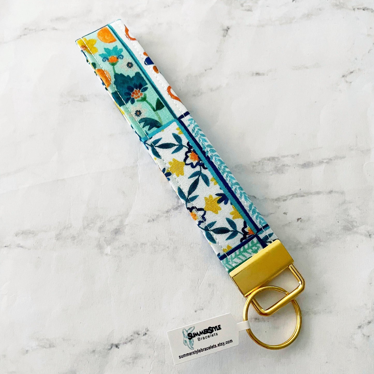 Italian Summer Key Fob Wristlet, 6.5in Wristlet Lanyard, Keychain Wristlet, Handmade Lanyard, SummerStyle Bracelets