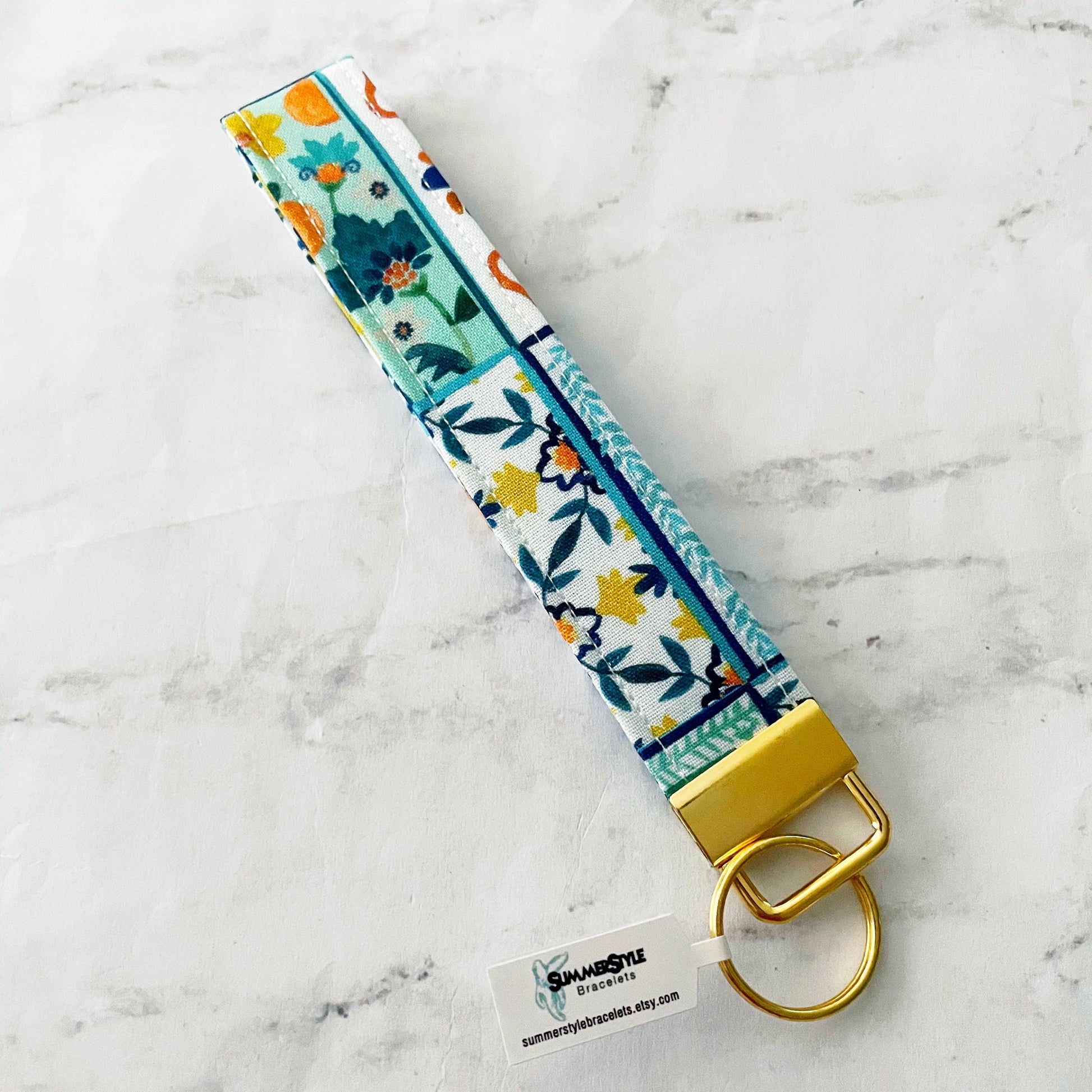 Italian Summer Key Fob Wristlet, 6.5in Wristlet Lanyard, Keychain Wristlet, Handmade Lanyard, SummerStyle Bracelets