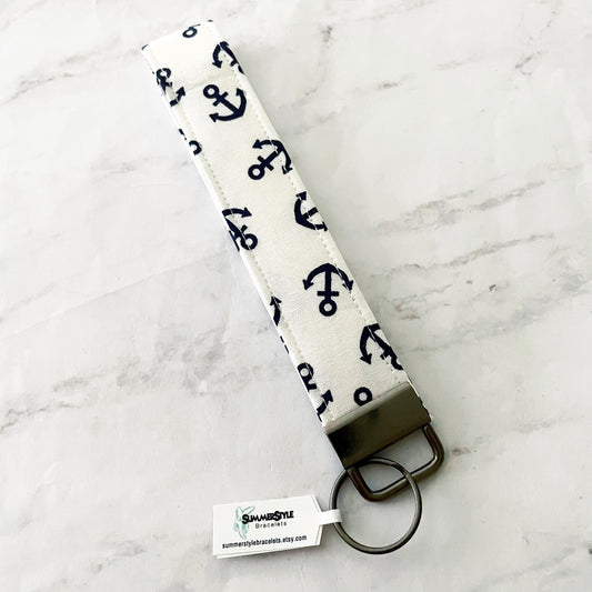 Anchor Key Fob Wristlet, 6.5in Wristlet Lanyard, Keychain Wristlet, Handmade Lanyard, SummerStyle Bracelets