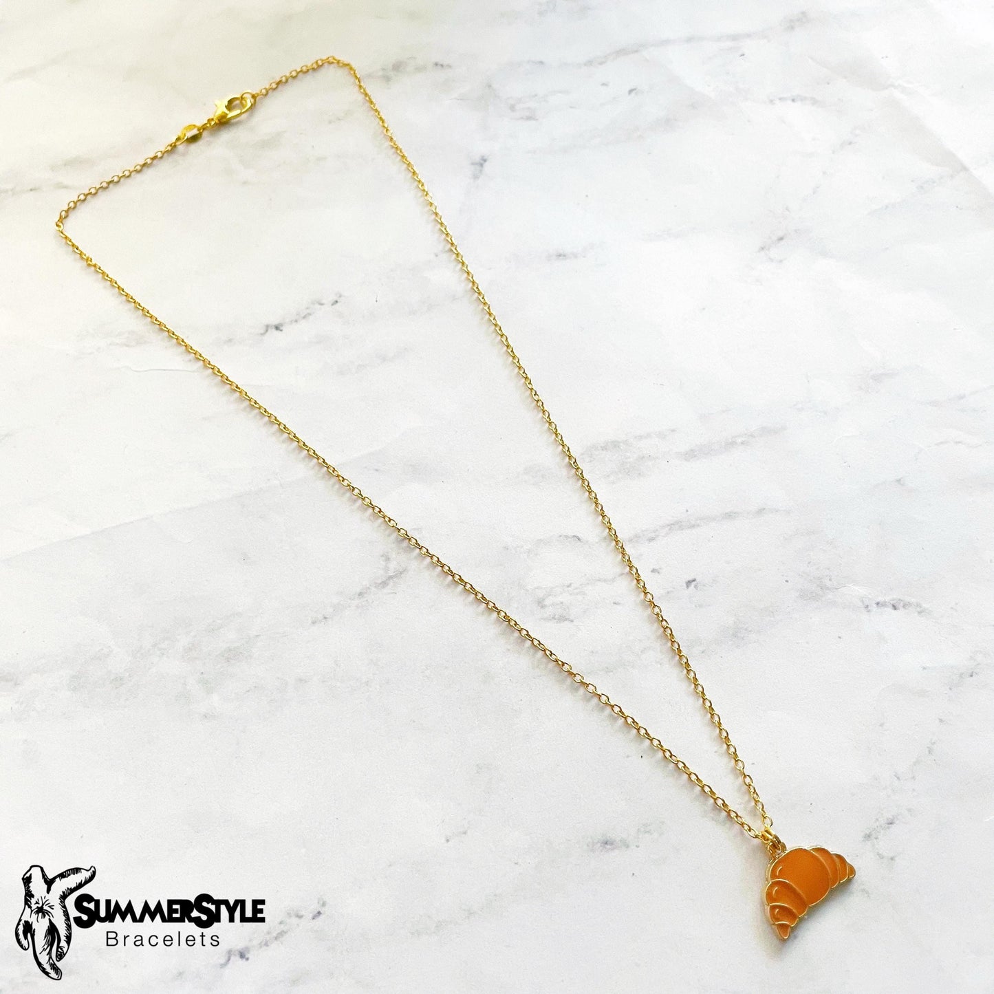Croissant Charm Necklace, Foodie Jewelry, Gold Chain Necklace, SummerStyle Bracelets