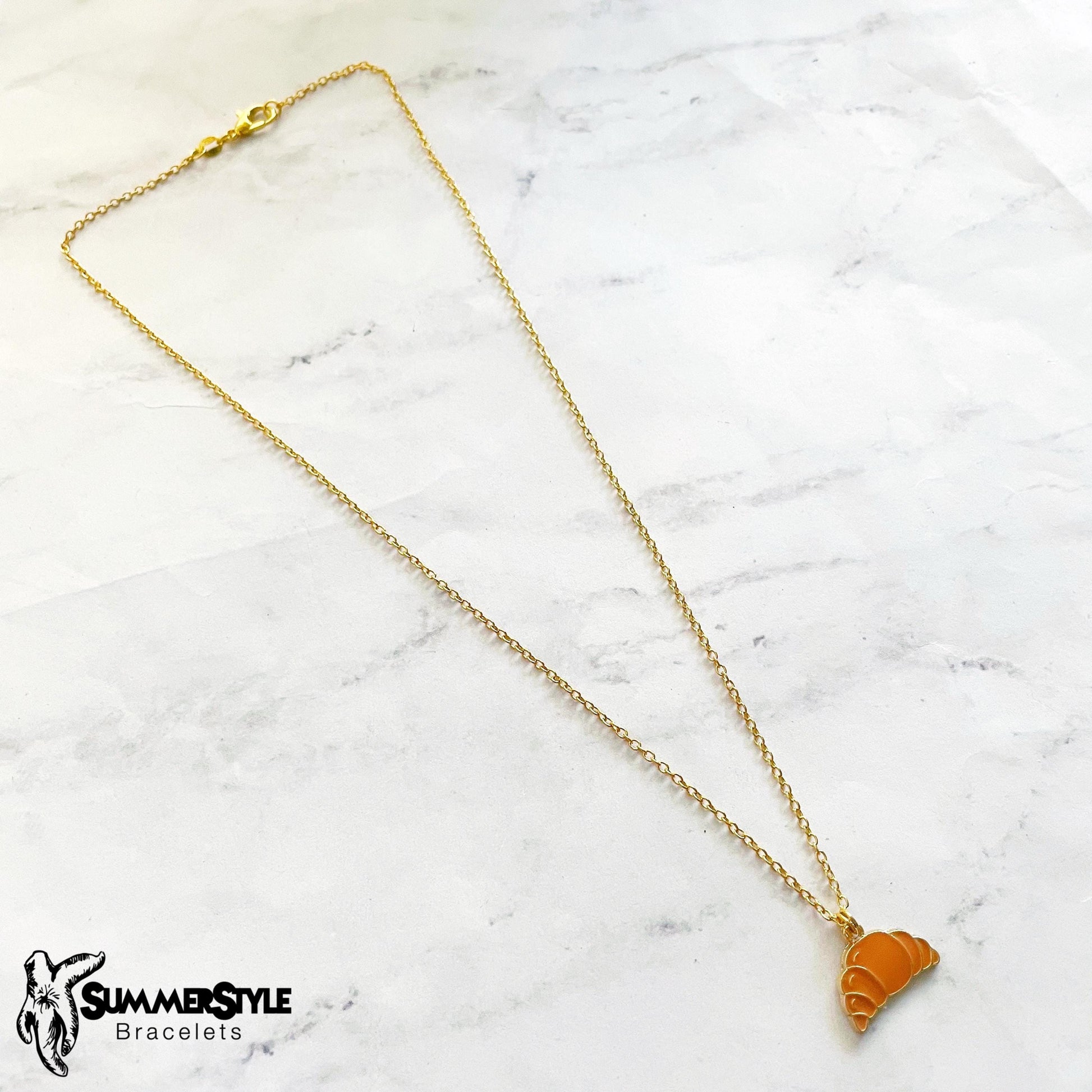 Croissant Charm Necklace, Foodie Jewelry, Gold Chain Necklace, SummerStyle Bracelets