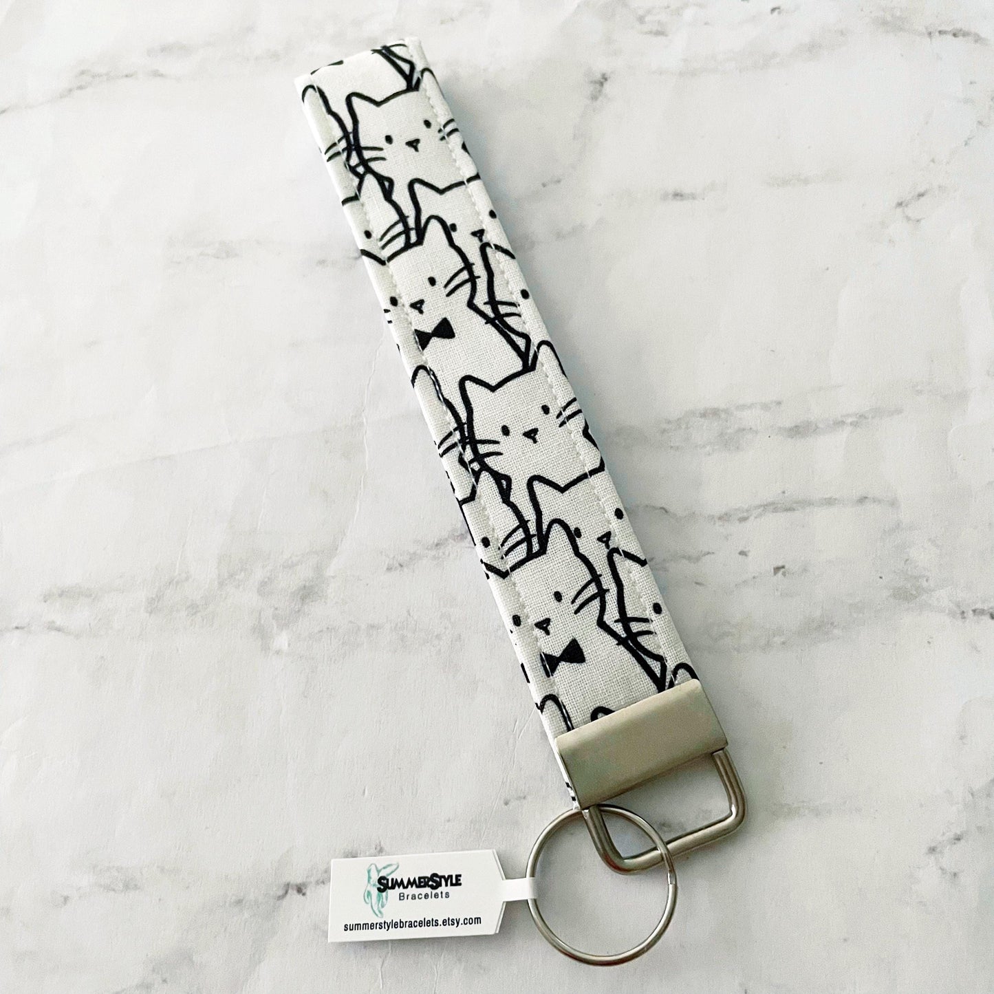 Tuxedo Cat Key Fob Wristlet, 6.5in Wristlet Lanyard, Keychain Wristlet, Handmade Lanyard, SummerStyle Bracelets