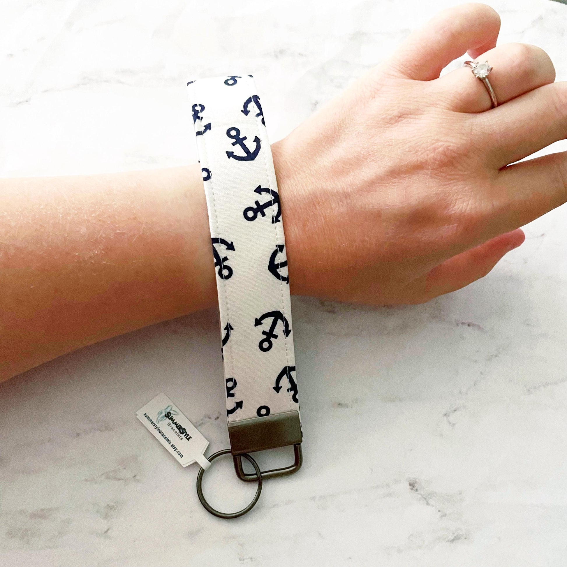 Nautical Anchor Key Fob Wristlet, 6.5in Wristlet Lanyard, Keychain Wristlet, SummerStyle Bracelets