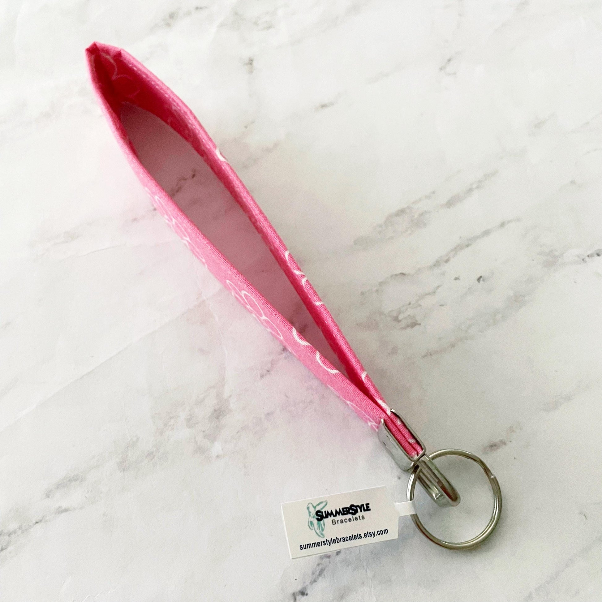 Pink Happy Daisy Key Fob Wristlet, 6.5in Wristlet Lanyard, Keychain Wristlet, Handmade Lanyard, SummerStyle Bracelets
