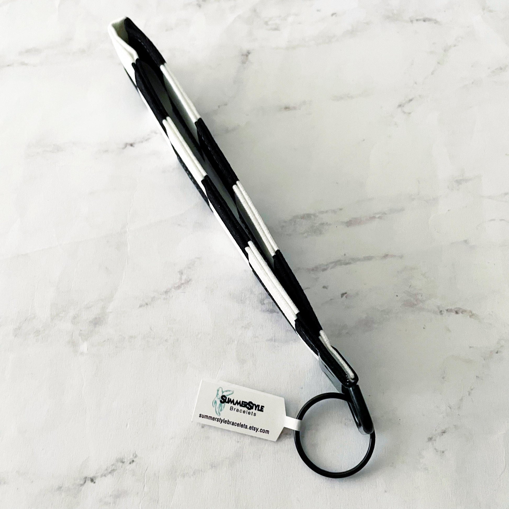 Black & White Checkered Key Fob Wristlet, 6.5in Wristlet Lanyard, Keychain Wristlet, Handmade Lanyard, SummerStyle Bracelets
