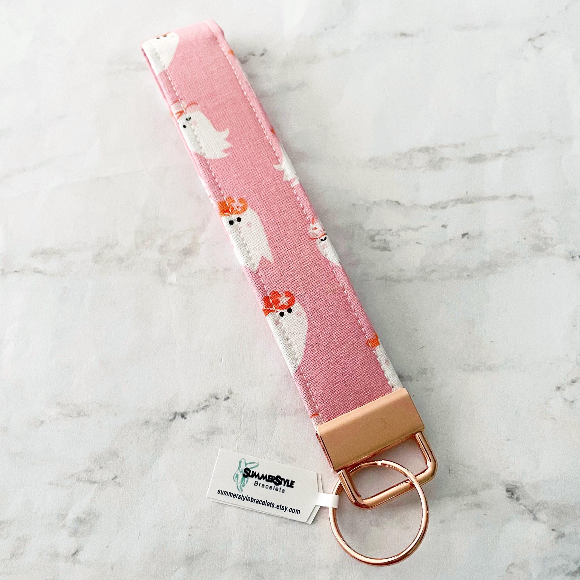 Peekaboo Cowgirl Ghost Key Fob Wristlet, Wristlet Keychain, Halloween Wristlet, Handmade Lanyard, SummerStyle Bracelets