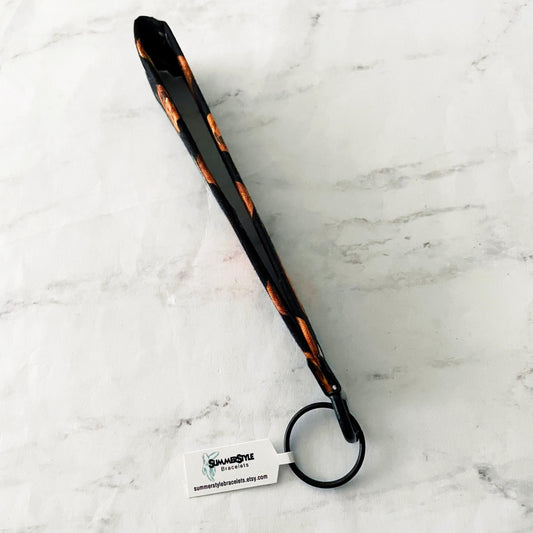 Midnight Pumpkins Key Fob Wristlet, Wristlet Keychain, Halloween Wristlet, Handmade Lanyard, SummerStyle Bracelets