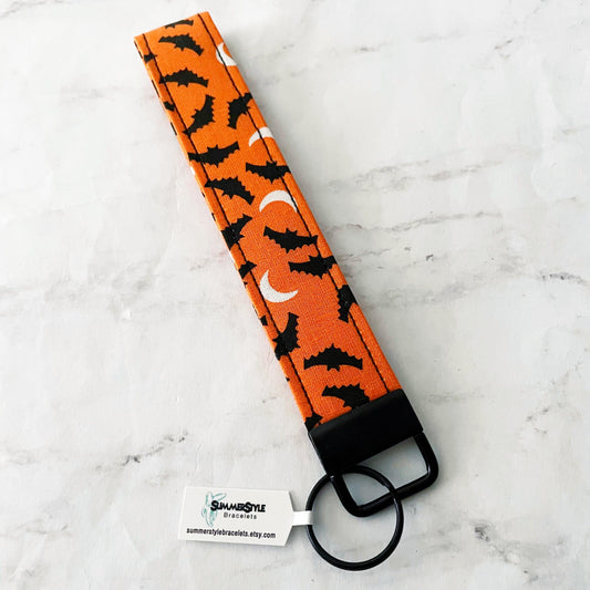 Halloween Bats Key Fob Wristlet, Wristlet Keychain, Halloween Wristlet, Handmade Lanyard, SummerStyle Bracelets