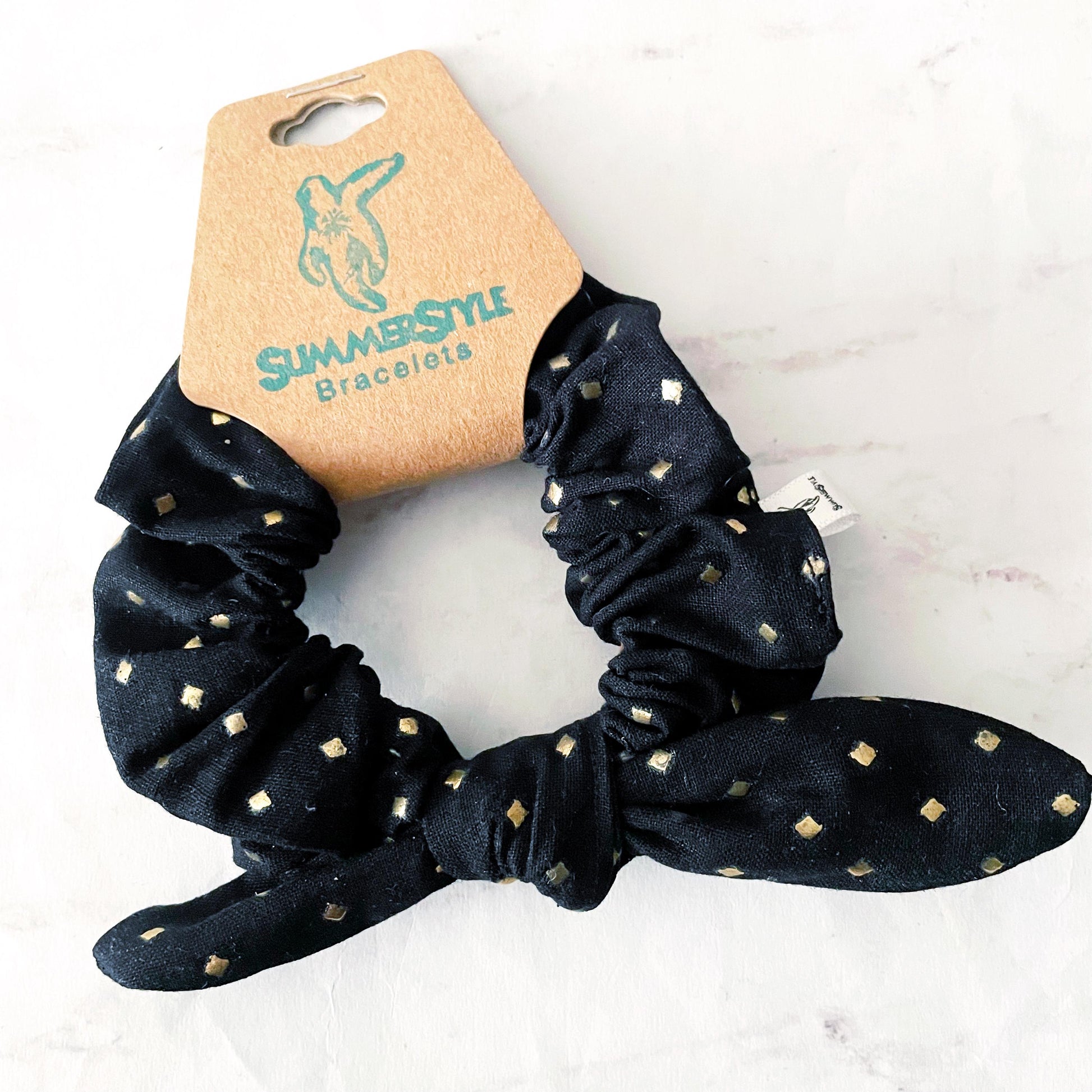 Studded Black Bow Scrunchie, Hair Accessories, SummerStyle Bracelets