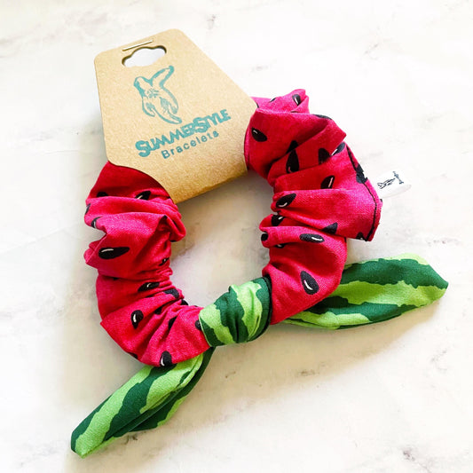 Watermelon Duo Scrunchie, Scrunched Bow Hair Tie, Hair Bow, Watermelon Gift, Hair Accessories, Bow Hair Tie, SummerStyle Bracelets