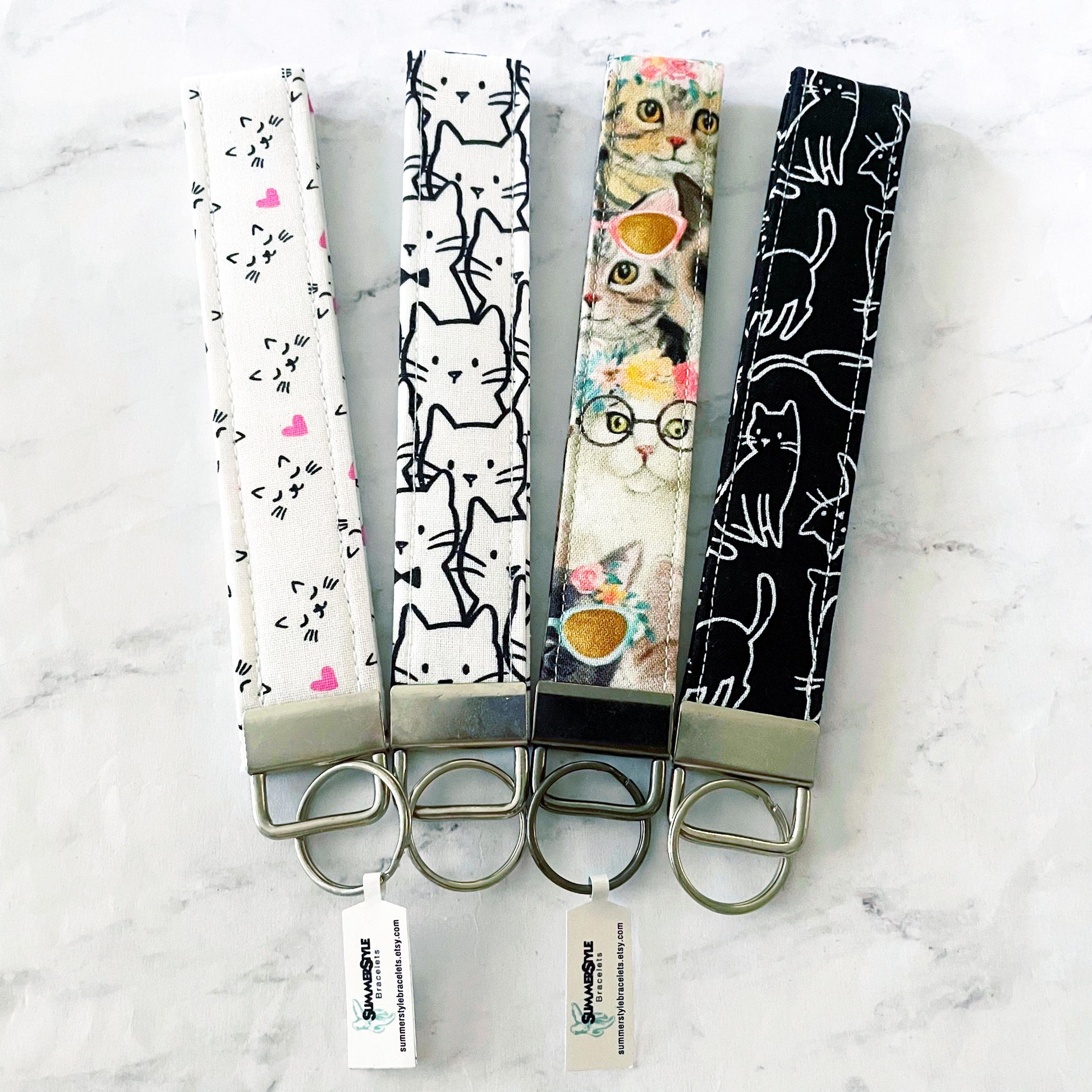 Black Cat Key Fob Wristlet, 6.5in Wristlet Lanyard, Keychain Wristlet, Handmade Lanyard, SummerStyle Bracelets