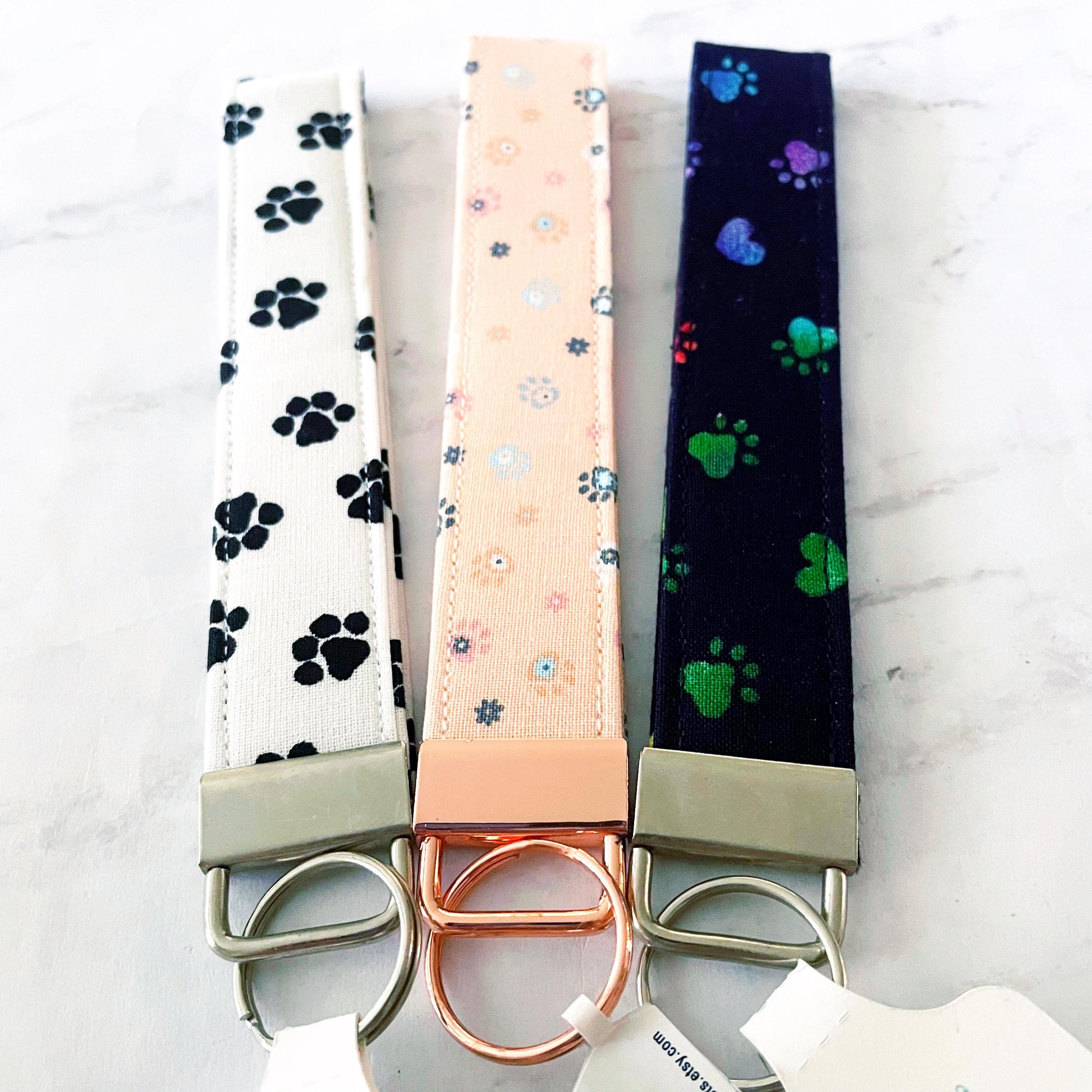 Paw Print Key Fob Wristlet, 6.5in Wristlet Lanyard, Keychain Wristlet, Handmade Lanyard, SummerStyle Bracelets