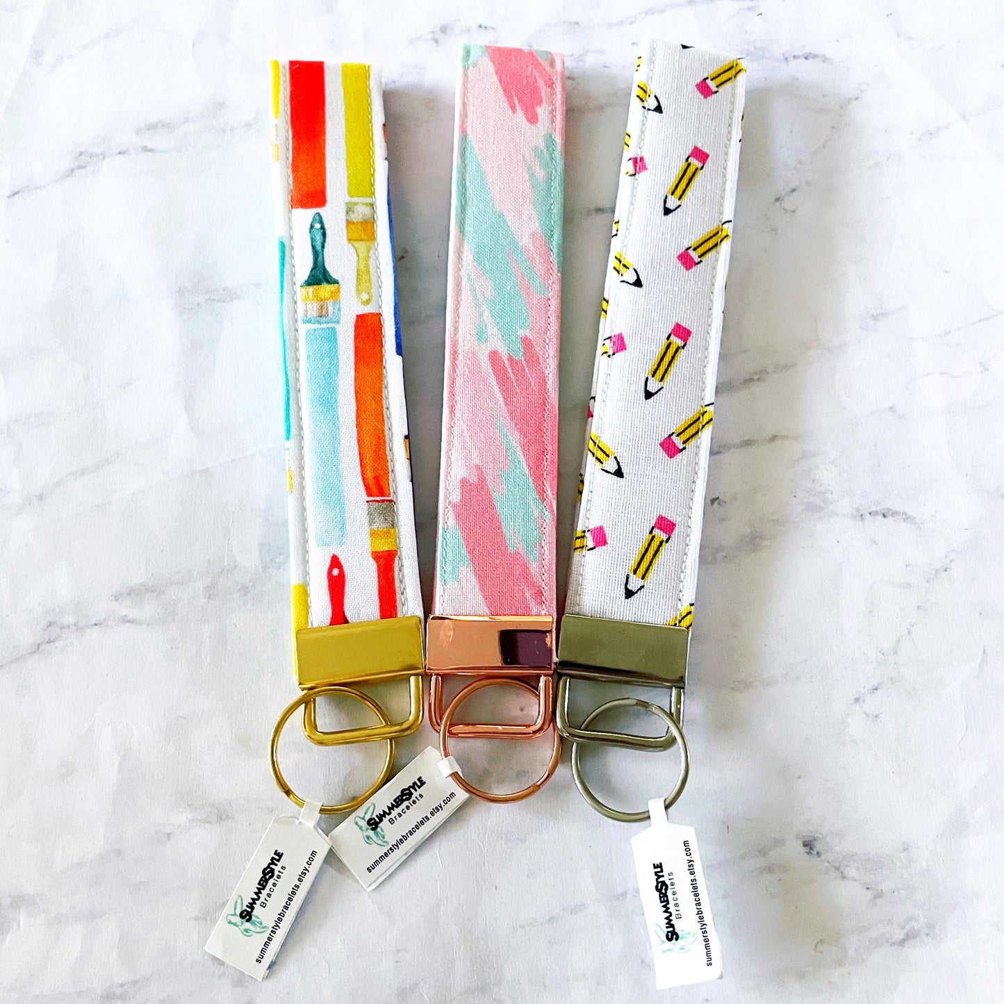 Artist’s Painbrush Key Fob Wristlet, 6.5in Wristlet Lanyard, Keychain Wristlet, Handmade Lanyard, SummerStyle Bracelets