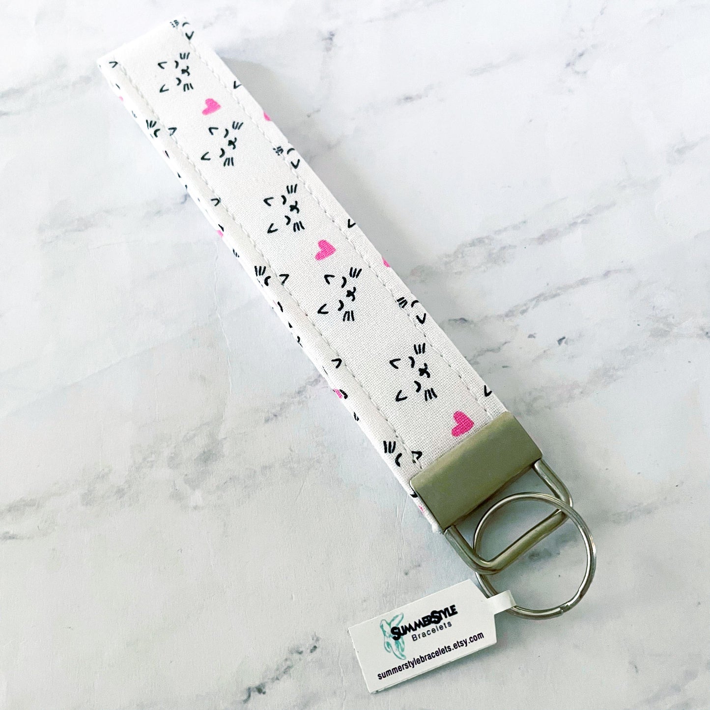 Black Cat Key Fob Wristlet, 6.5in Wristlet Lanyard, Keychain Wristlet, Handmade Lanyard, SummerStyle Bracelets